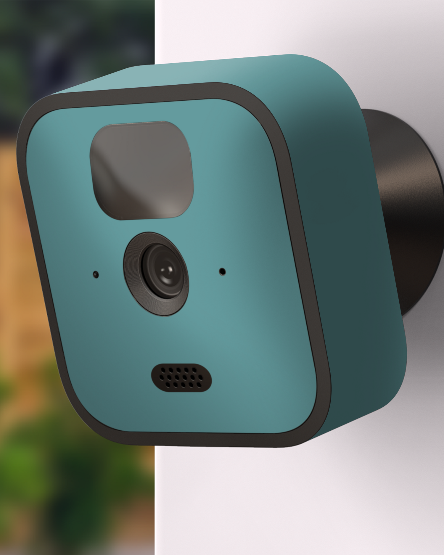 TURQUOISE Kamera Aufkleber Blink Outdoor (2020) an Außenwand angebracht