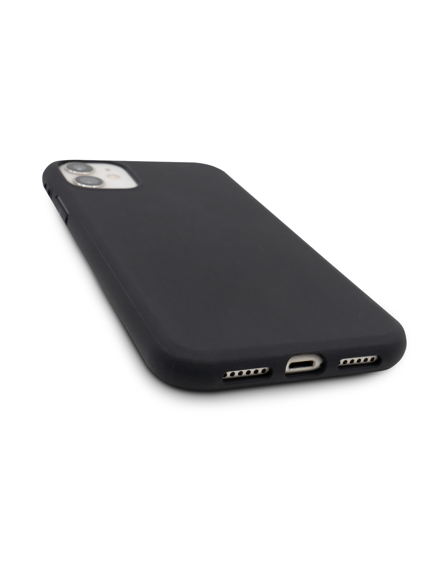 Schwarze Silikon Handyhülle für iPhone 11: Smartphone liegend