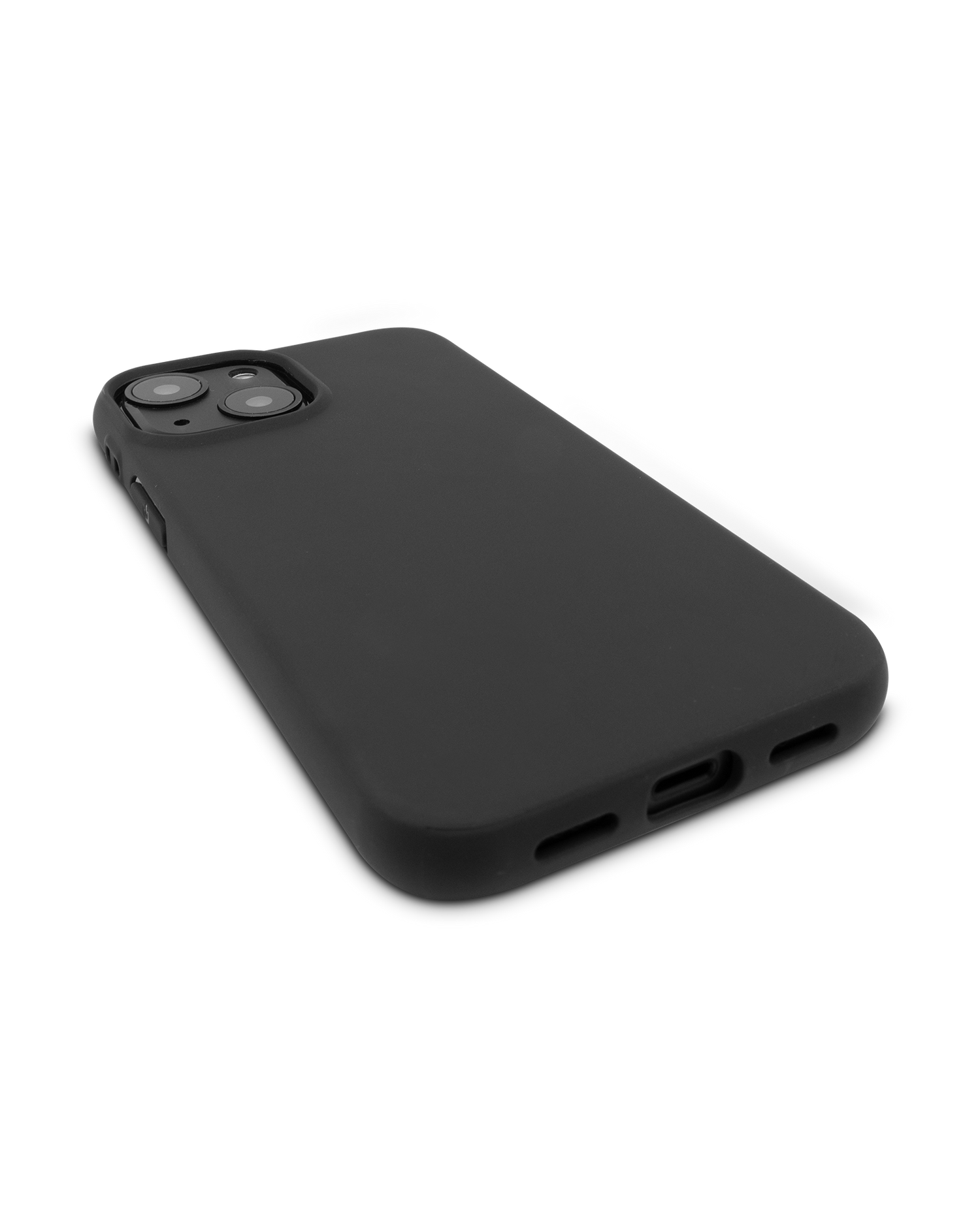Schwarze Silikon Handyhülle für iPhone 13 mini: Smartphone liegend