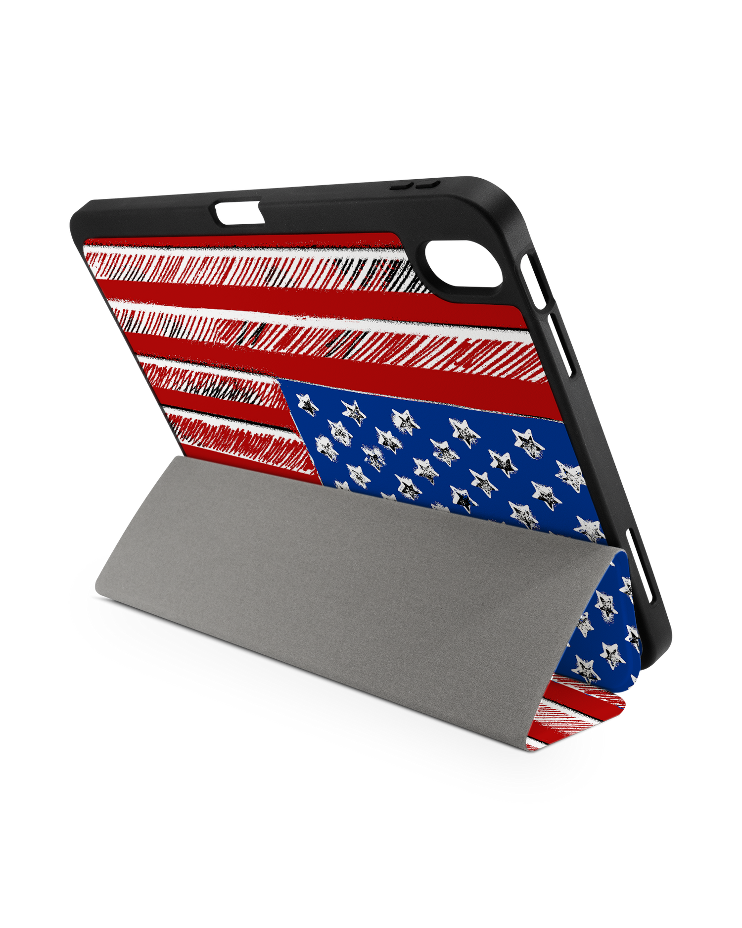 American Flag Color iPad Hülle mit Stifthalter für Apple iPad (10. Generation): Aufgestellt im Querformat von hinten