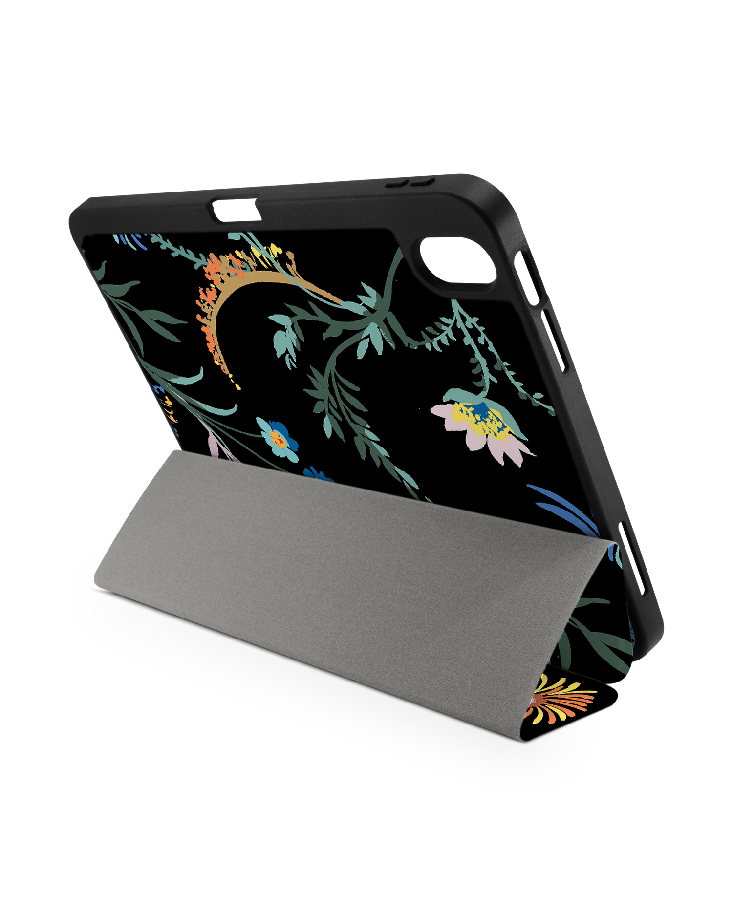 Woodland Spring Floral iPad Hülle mit Stifthalter für Apple iPad (10. Generation): Aufgestellt im Querformat von hinten
