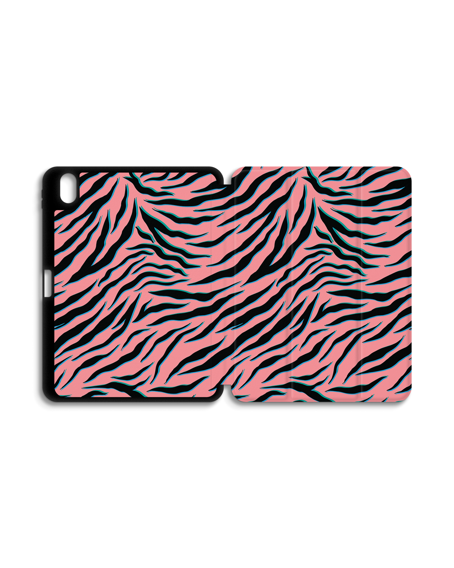 Pink Zebra iPad Hülle mit Stifthalter für Apple iPad (10. Generation): Geöffnet Außenansicht