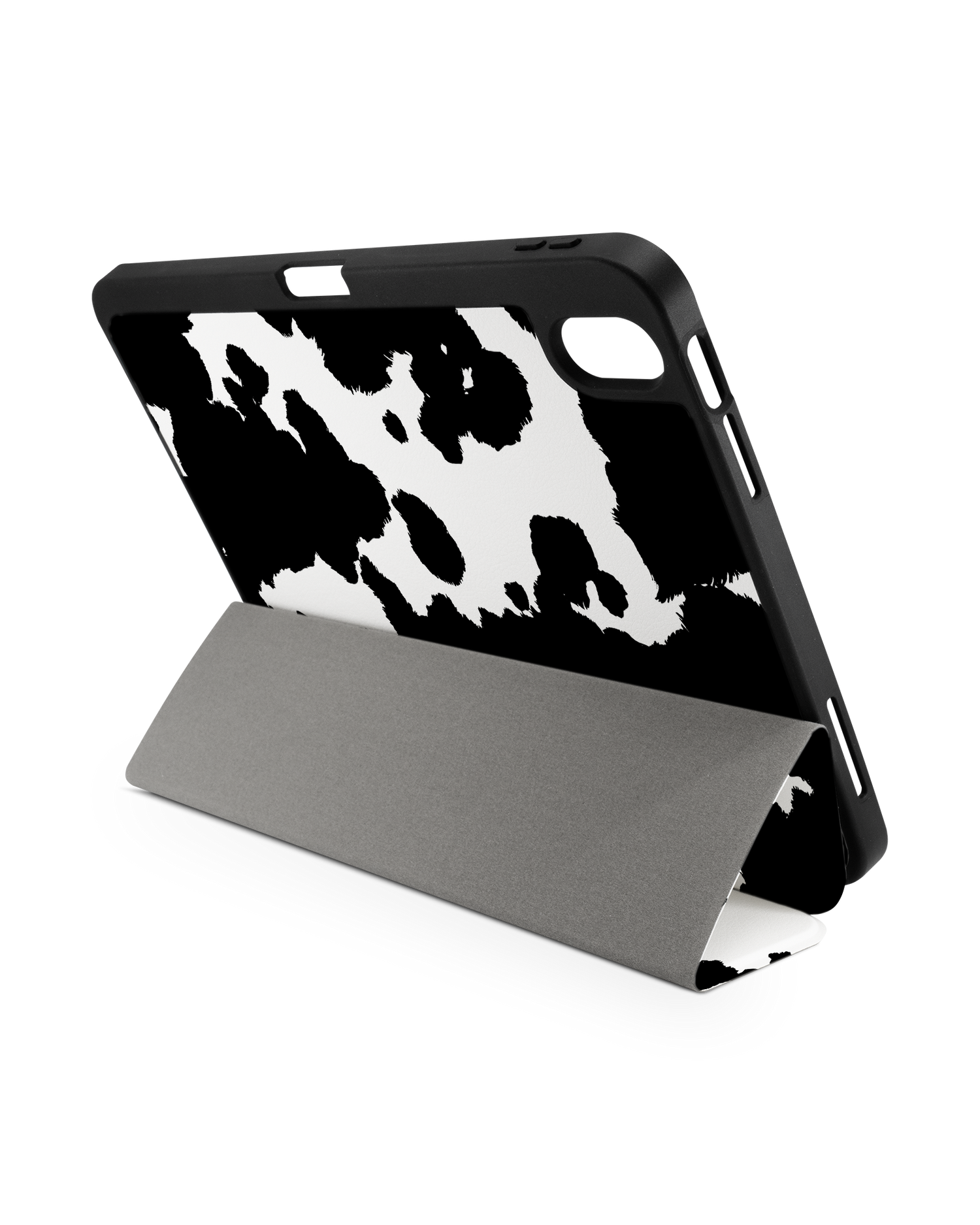 Cow Print iPad Hülle mit Stifthalter für Apple iPad (10. Generation): Aufgestellt im Querformat von hinten
