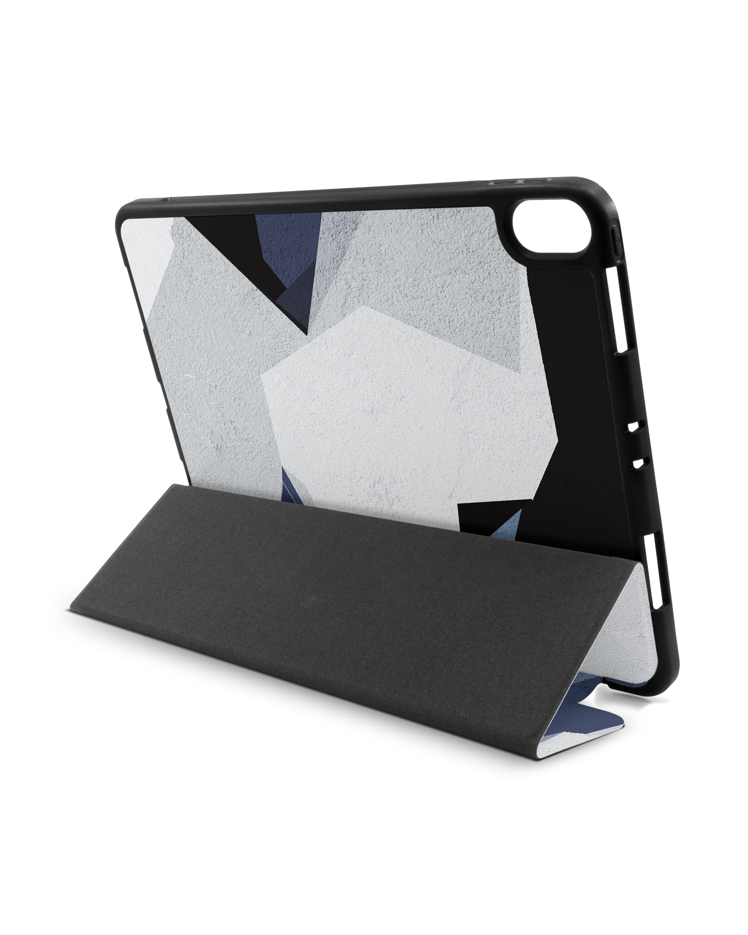 Geometric Camo Blue iPad Hülle mit Stifthalter Apple iPad Pro 11'' (2018): Aufgestellt im Querformat von hinten