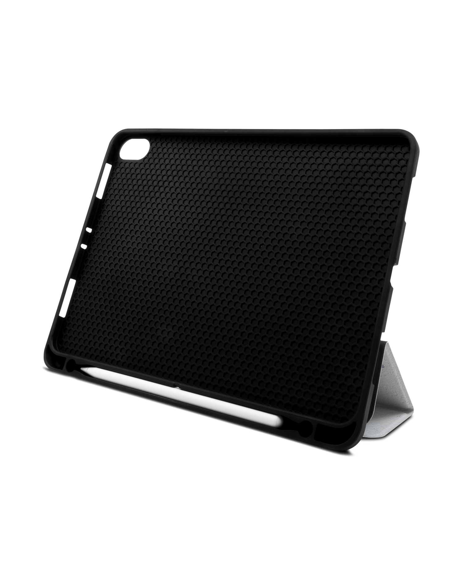 Geometric Camo Blue iPad Hülle mit Stifthalter Apple iPad Pro 11'' (2018): Aufgestellt im Querformat von vorne