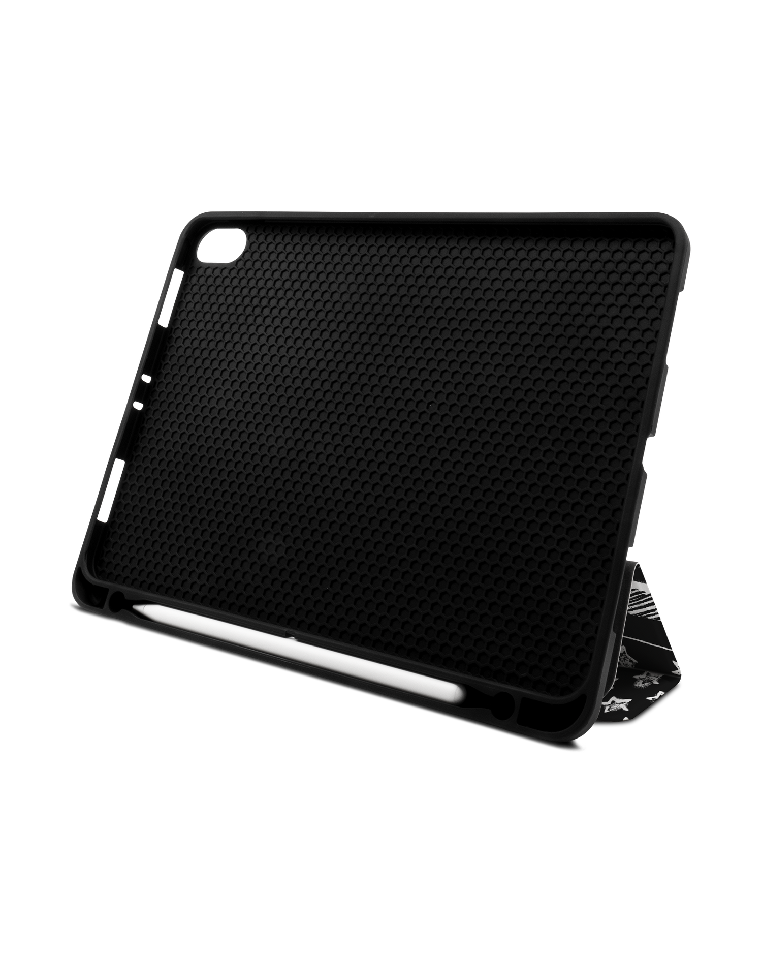 Black and White iPad Hülle mit Stifthalter Apple iPad Pro 11'' (2018): Aufgestellt im Querformat von vorne
