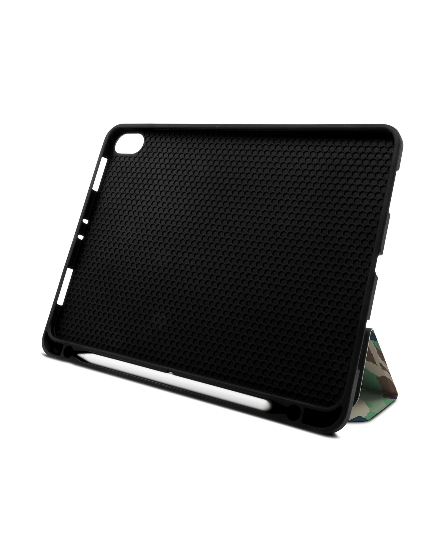 Green and Brown Camo iPad Hülle mit Stifthalter Apple iPad Pro 11'' (2018): Aufgestellt im Querformat von vorne