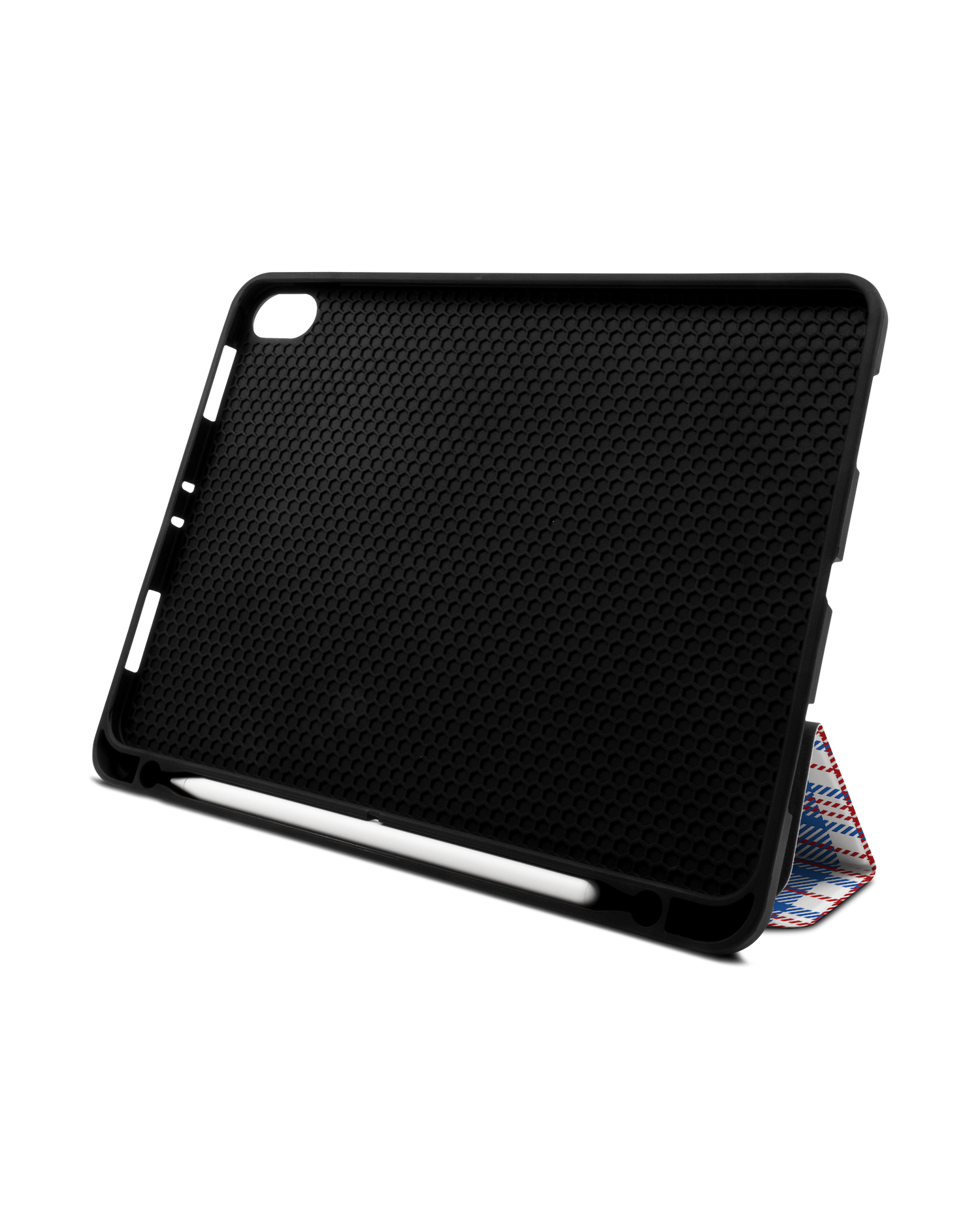Plaid Market Bag iPad Hülle mit Stifthalter Apple iPad Pro 11'' (2018): Aufgestellt im Querformat von vorne