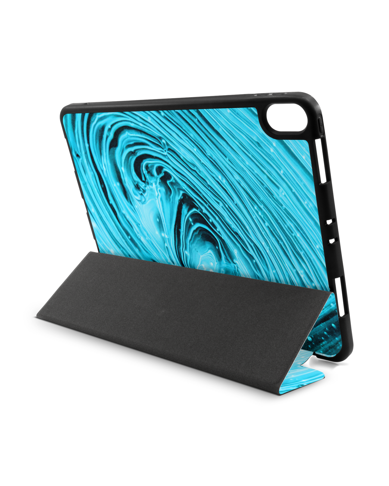 Turquoise Ripples iPad Hülle mit Stifthalter Apple iPad Pro 11'' (2018): Aufgestellt im Querformat von hinten
