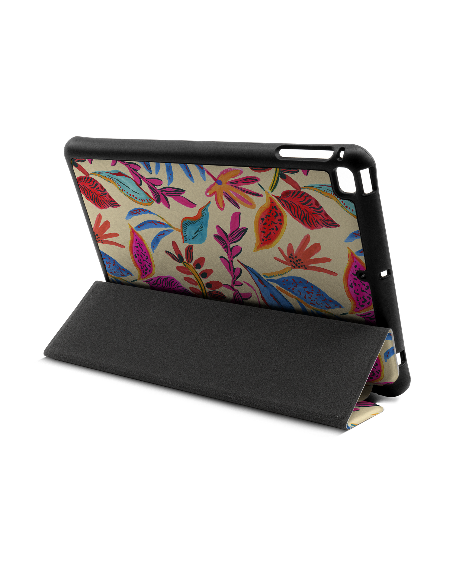 Painterly Spring Leaves iPad Hülle mit Stifthalter Apple iPad mini 5 (2019): Aufgestellt im Querformat von hinten