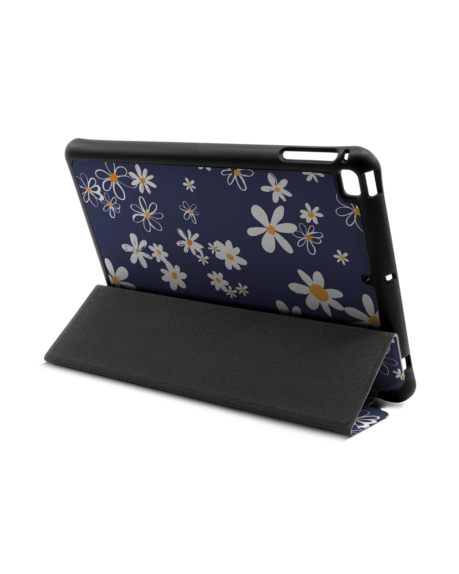 Navy Daisies iPad Hülle mit Stifthalter Apple iPad mini 5 (2019): Aufgestellt im Querformat von hinten