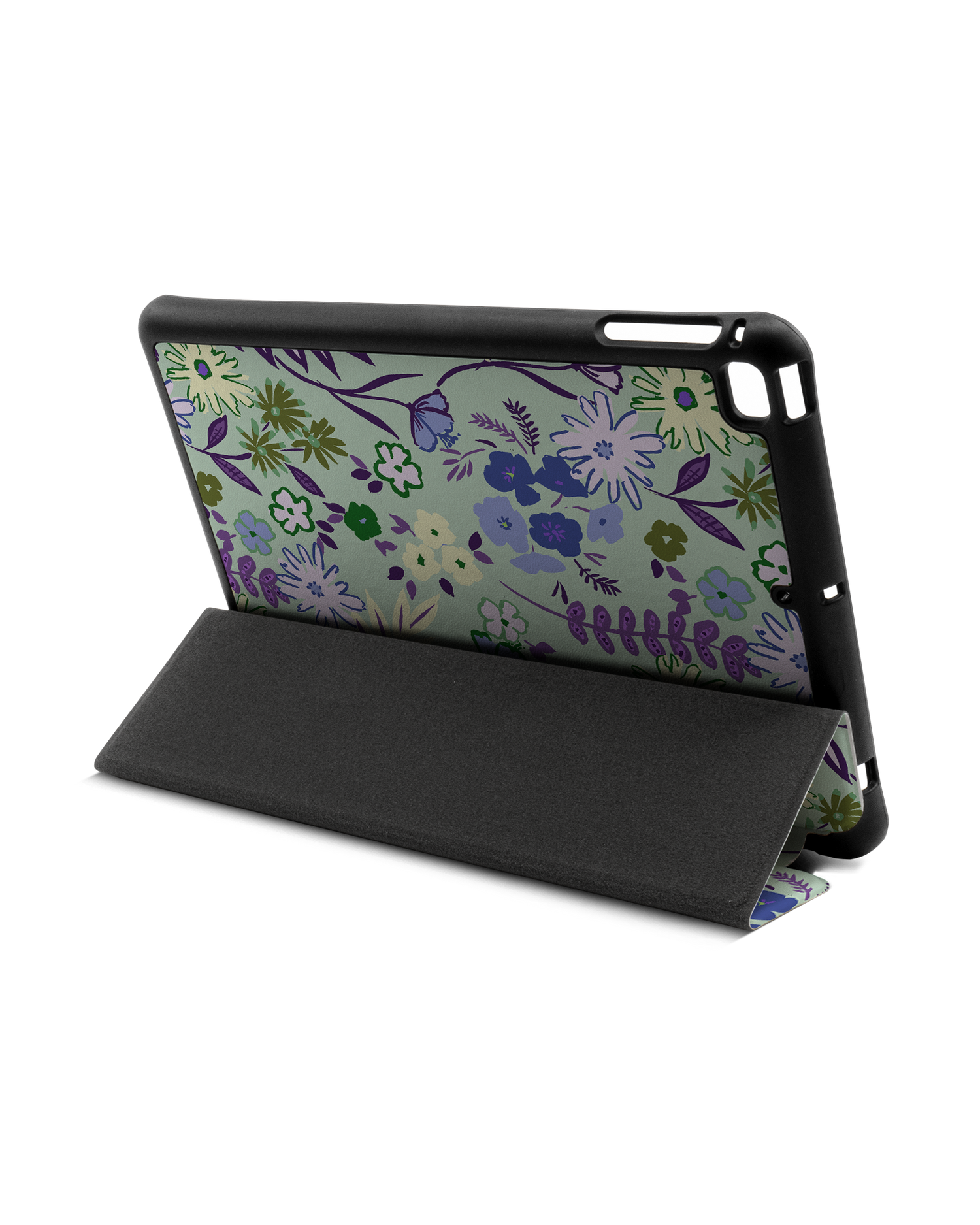 Pretty Purple Flowers iPad Hülle mit Stifthalter Apple iPad mini 5 (2019): Aufgestellt im Querformat von hinten