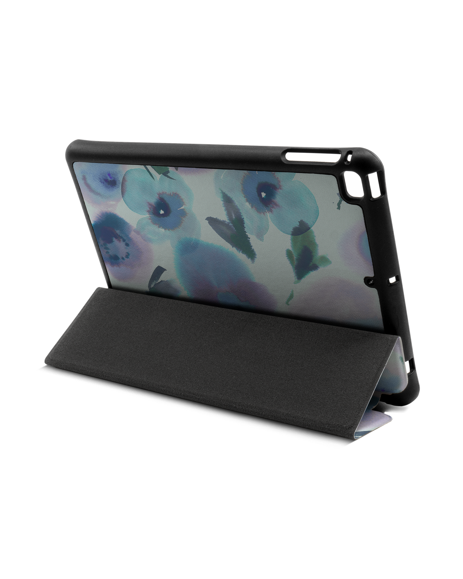 Watercolour Flowers Blue iPad Hülle mit Stifthalter Apple iPad mini 5 (2019): Aufgestellt im Querformat von hinten