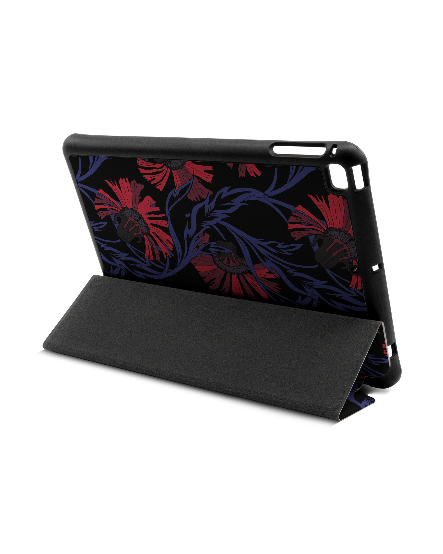 Midnight Floral iPad Hülle mit Stifthalter Apple iPad mini 5 (2019): Aufgestellt im Querformat von hinten