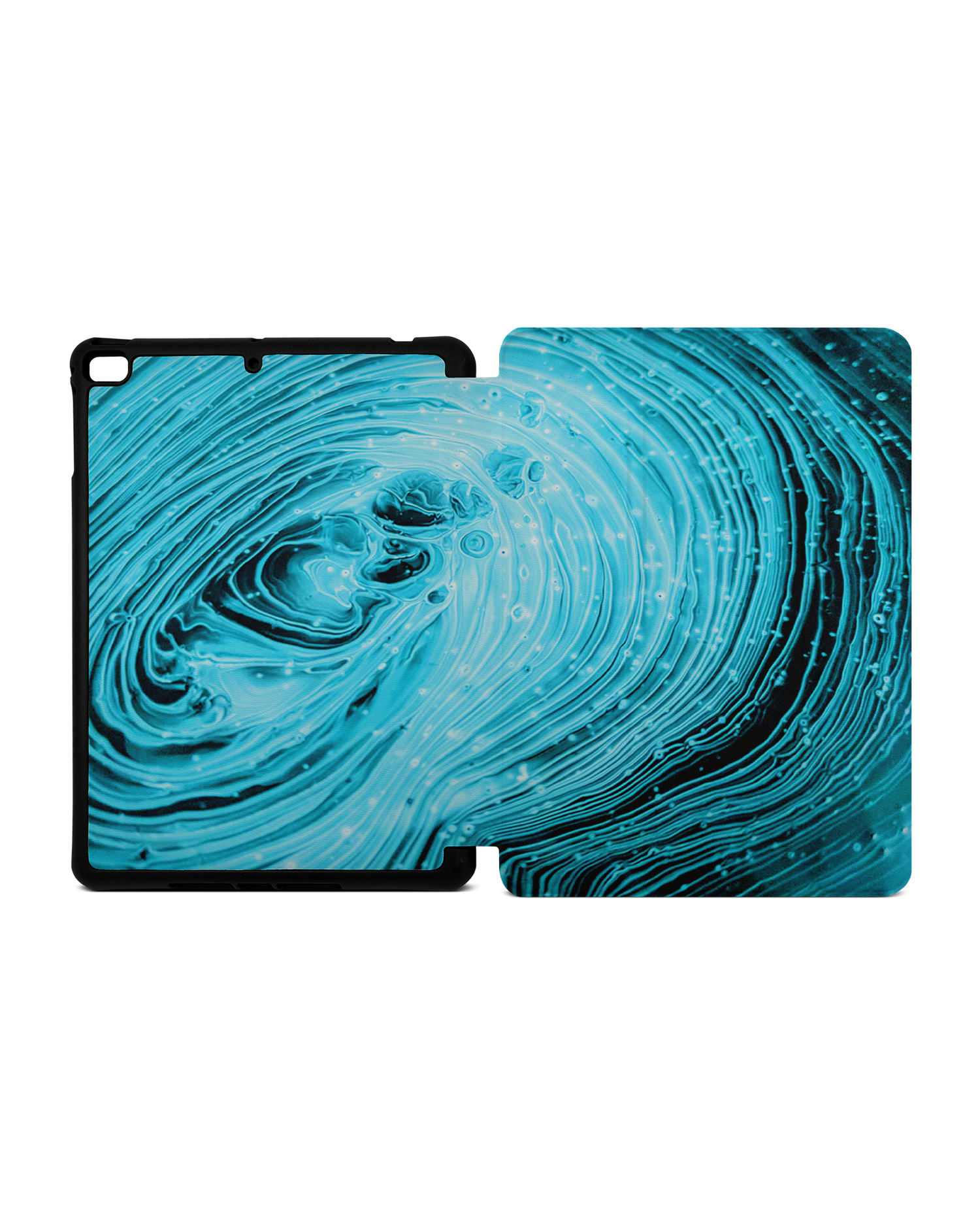 Turquoise Ripples iPad Hülle mit Stifthalter Apple iPad mini 5 (2019): Geöffnet Außenansicht