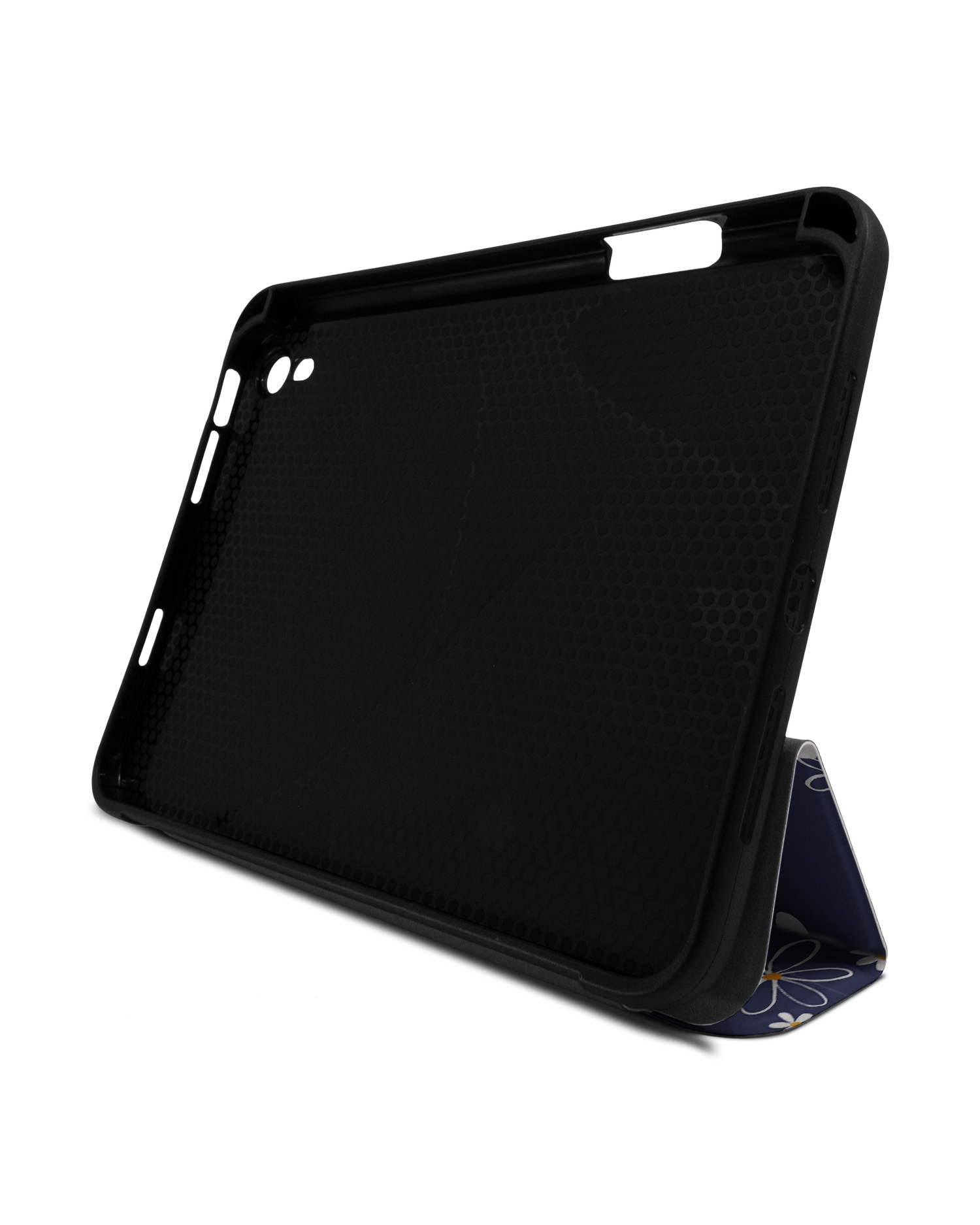 Navy Daisies iPad Hülle mit Stifthalter Apple iPad mini 6 (2021): Aufgestellt im Querformat von vorne