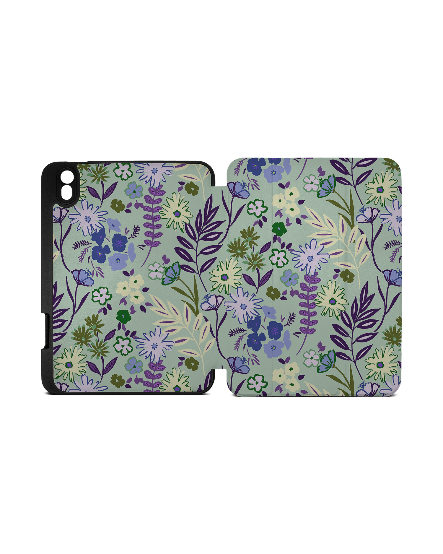 Pretty Purple Flowers iPad Hülle mit Stifthalter Apple iPad mini 6 (2021): Geöffnet Außenansicht