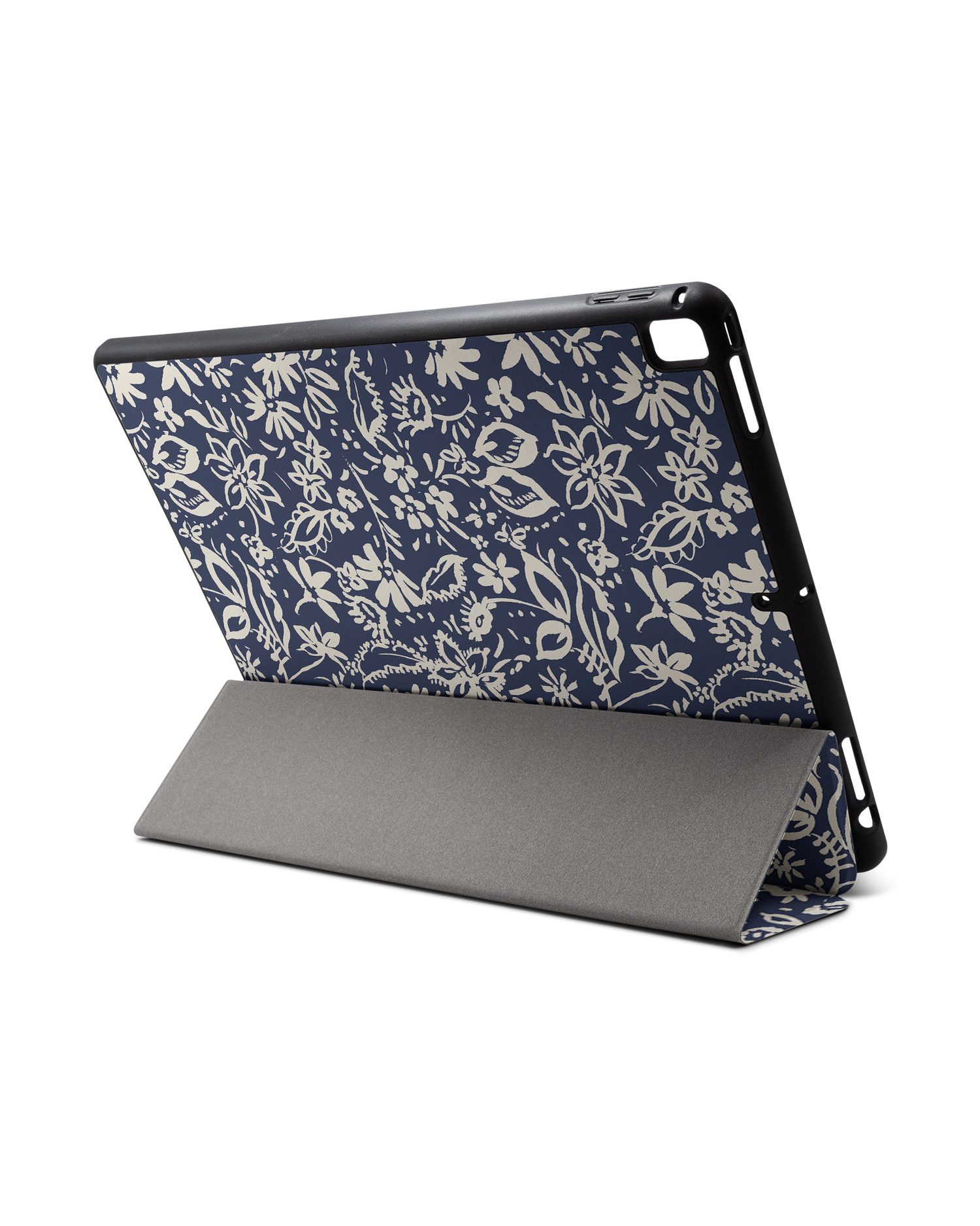 Ditsy Blue Paisley iPad Hülle mit Stifthalter für Apple iPad Pro 2 12.9'' (2017): Aufgestellt im Querformat von hinten