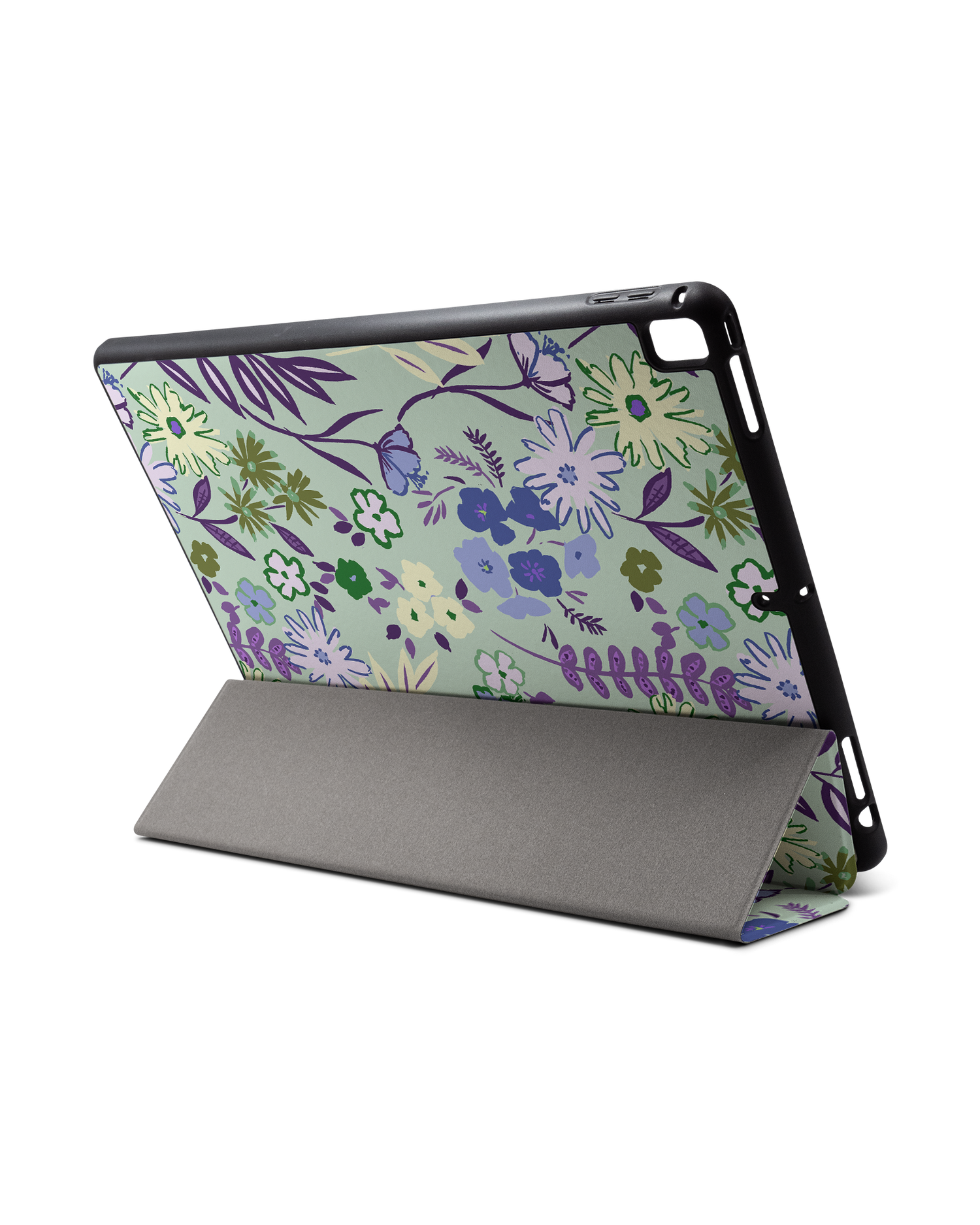 Pretty Purple Flowers iPad Hülle mit Stifthalter für Apple iPad Pro 2 12.9'' (2017): Aufgestellt im Querformat von hinten