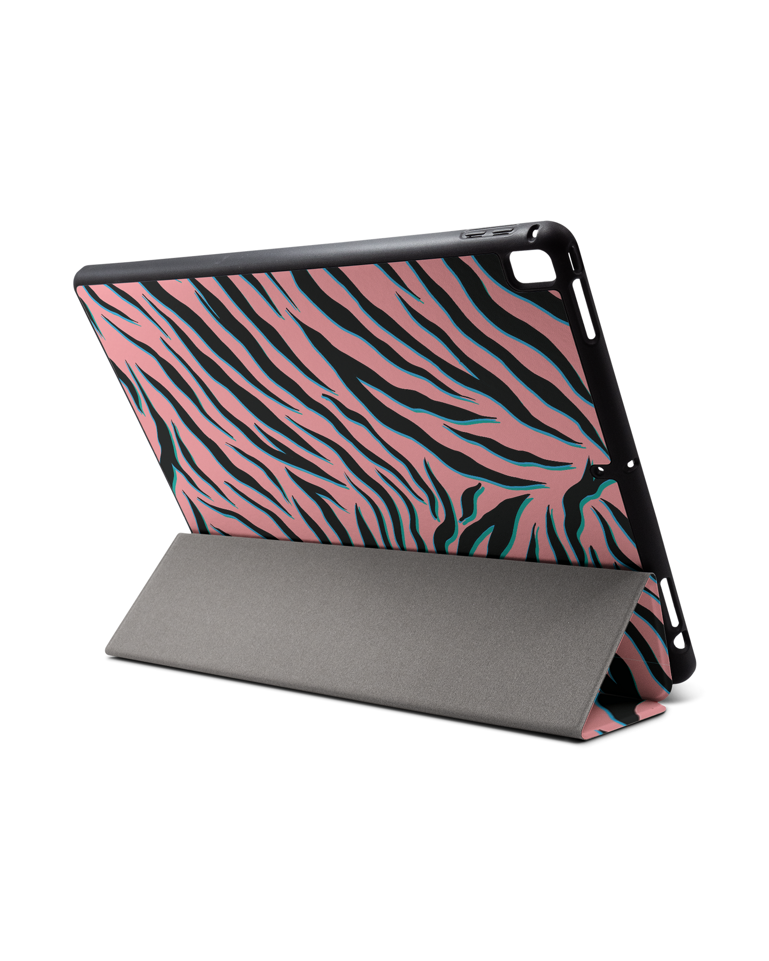 Pink Zebra iPad Hülle mit Stifthalter für Apple iPad Pro 2 12.9'' (2017): Aufgestellt im Querformat von hinten