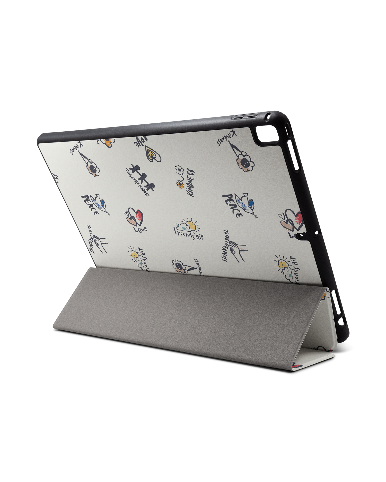 Peace And Love iPad Hülle mit Stifthalter für Apple iPad Pro 2 12.9'' (2017): Aufgestellt im Querformat von hinten