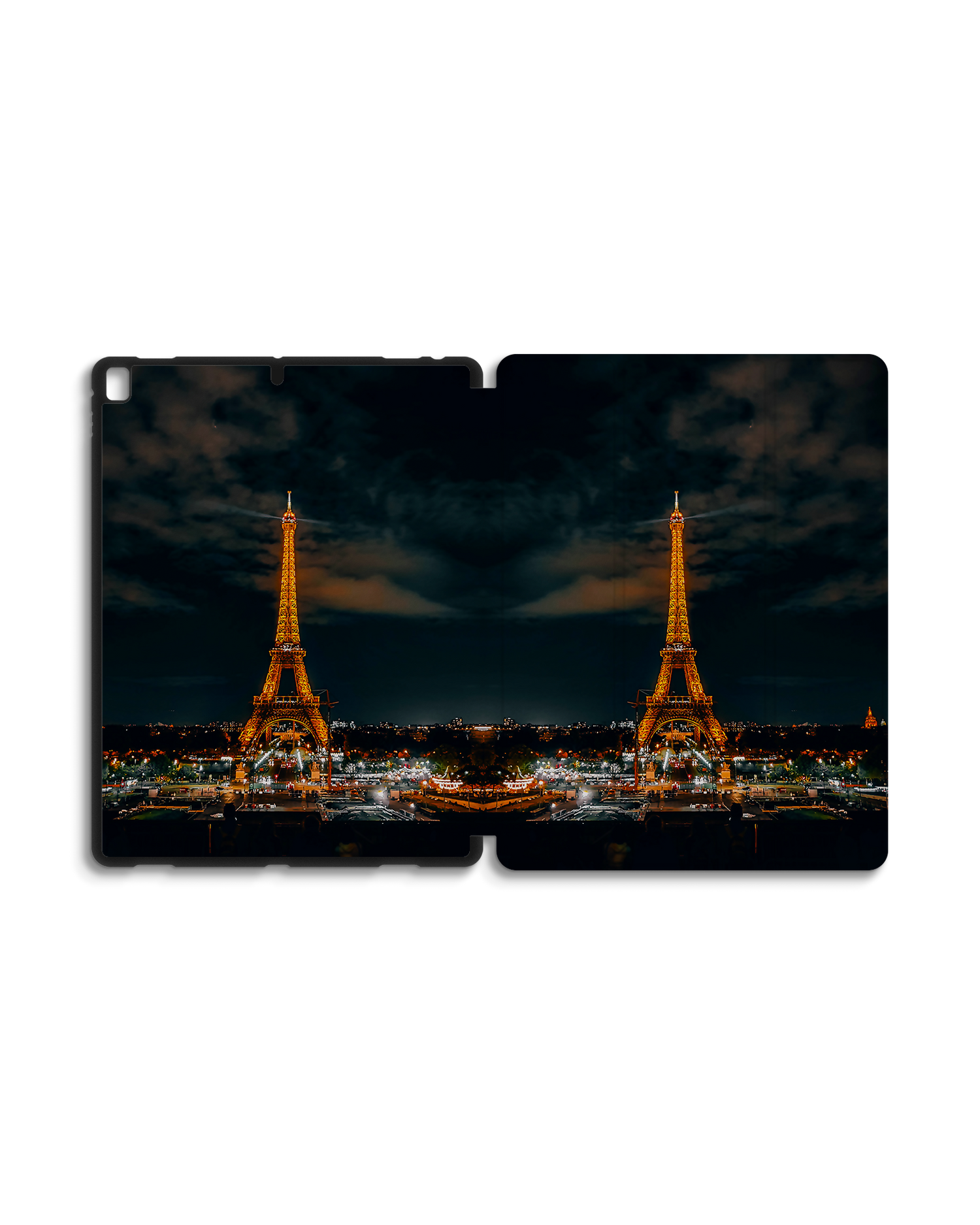 Eiffel Tower By Night iPad Hülle mit Stifthalter für Apple iPad Pro 2 12.9'' (2017): Geöffnet Außenansicht