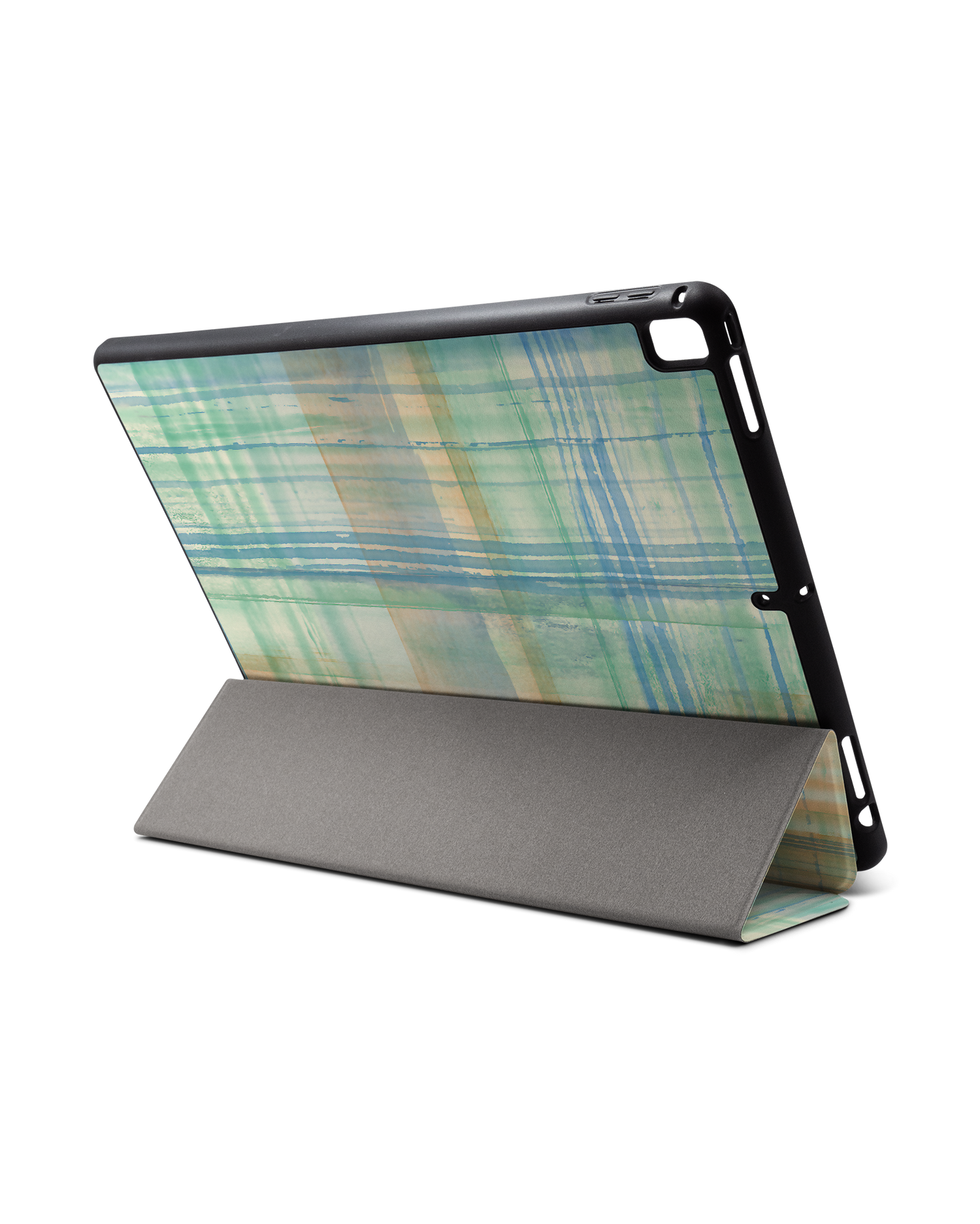 Washed Out Plaid iPad Hülle mit Stifthalter für Apple iPad Pro 2 12.9'' (2017): Aufgestellt im Querformat von hinten
