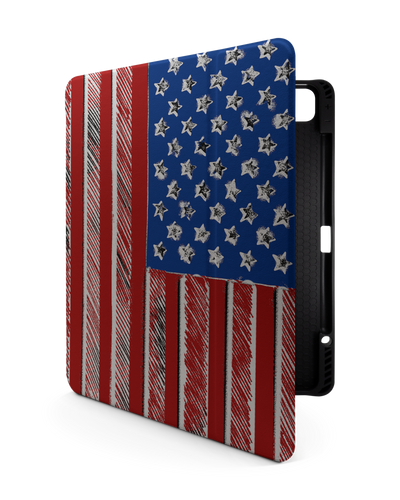 American Flag Color iPad Hülle mit Stifthalter für Apple iPad Pro 6 12.9" (2022), Apple iPad Pro 5 12.9" (2021), Apple iPad Pro 4 12.9" (2020)