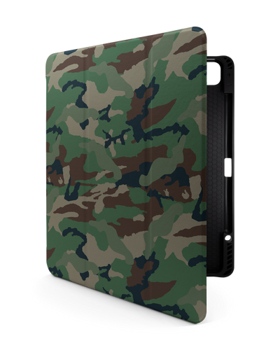 Green and Brown Camo iPad Hülle mit Stifthalter für Apple iPad Pro 6 12.9" (2022), Apple iPad Pro 5 12.9" (2021), Apple iPad Pro 4 12.9" (2020)