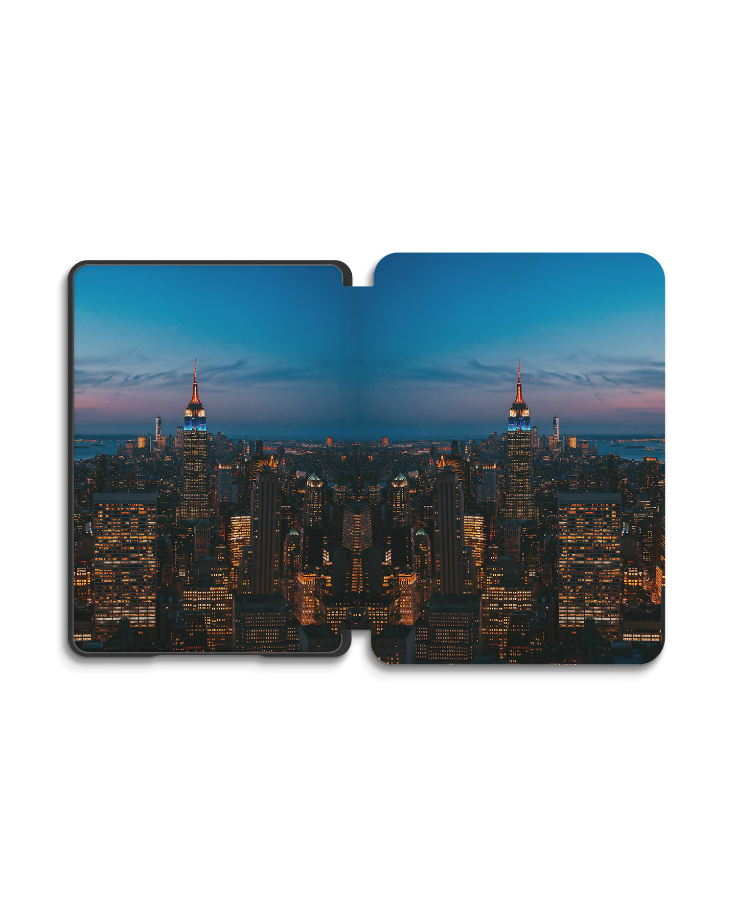 New York At Dusk eBook Reader Smart Case für Amazon New Kindle (2019): Geöffnet Außenansicht