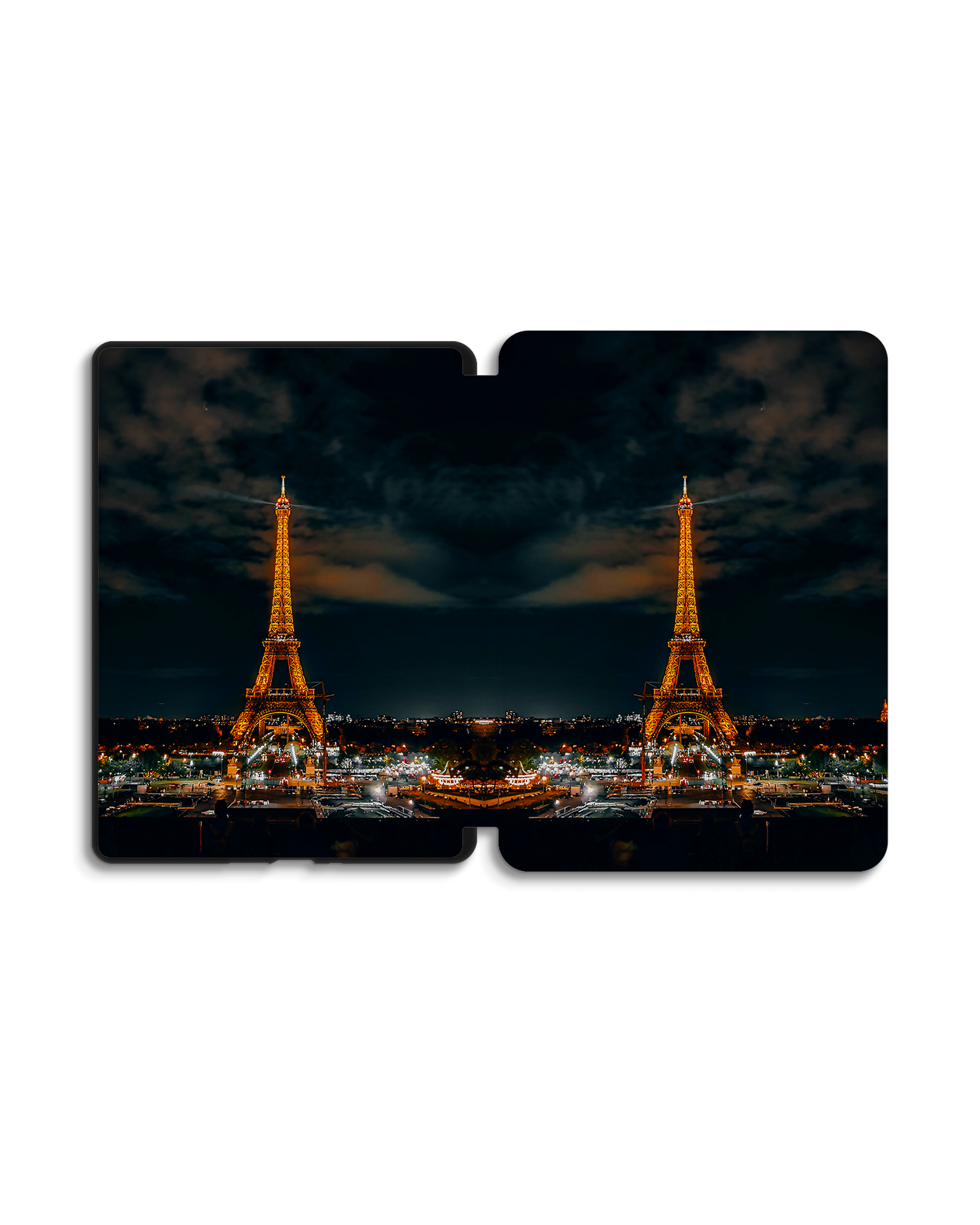 Eiffel Tower By Night eBook-Reader Smart Case für Amazon Kindle Paperwhite 5 (2021), Amazon Kindle Paperwhite 5 Signature Edition (2021): Geöffnet Außenansicht