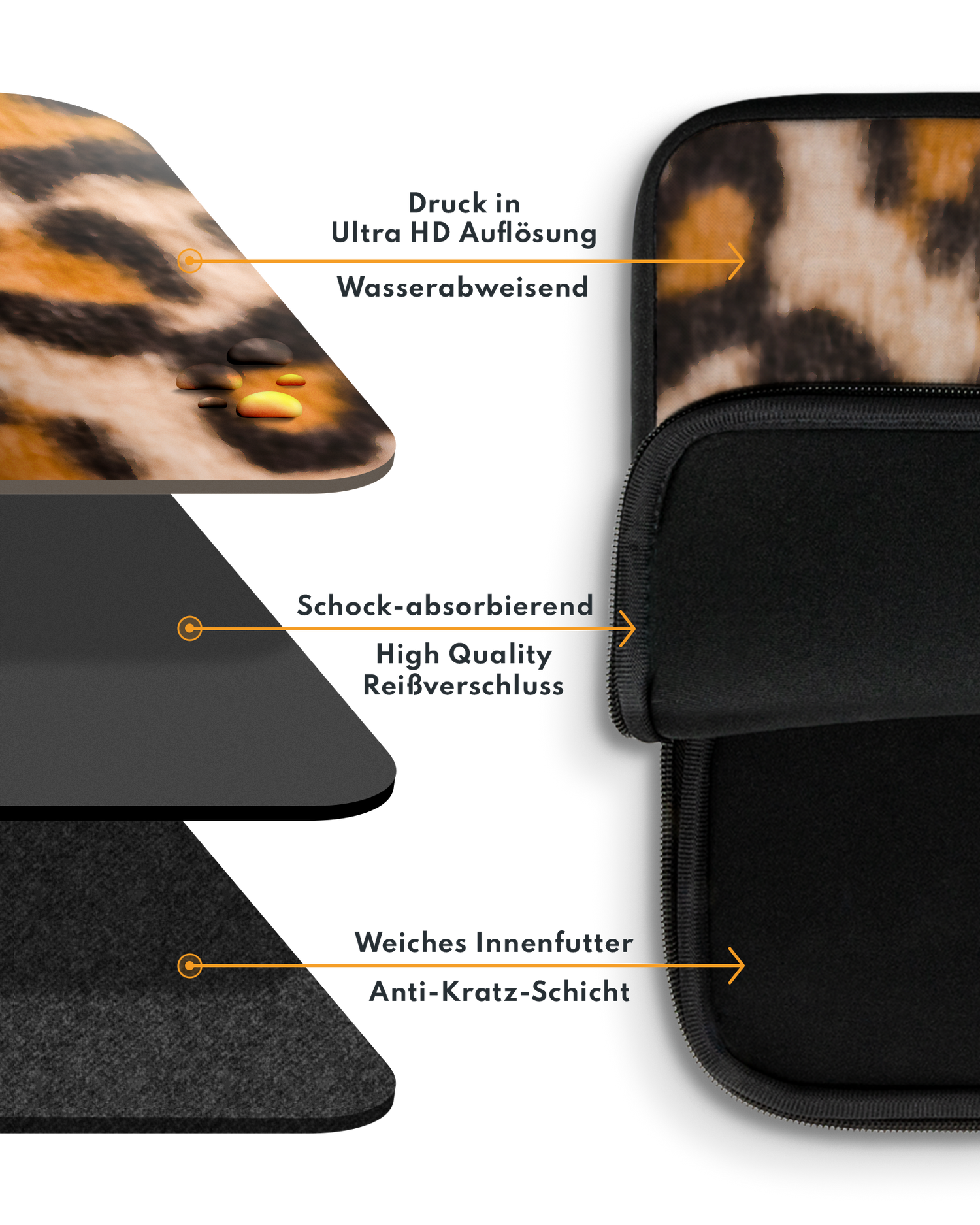 Leopard Pattern Laptophülle 14-15 Zoll mit weichem Innenfutter