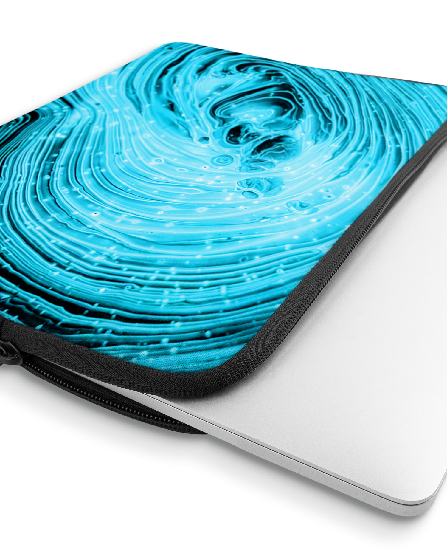 Turquoise Ripples Laptophülle 13 Zoll mit Gerät im Inneren