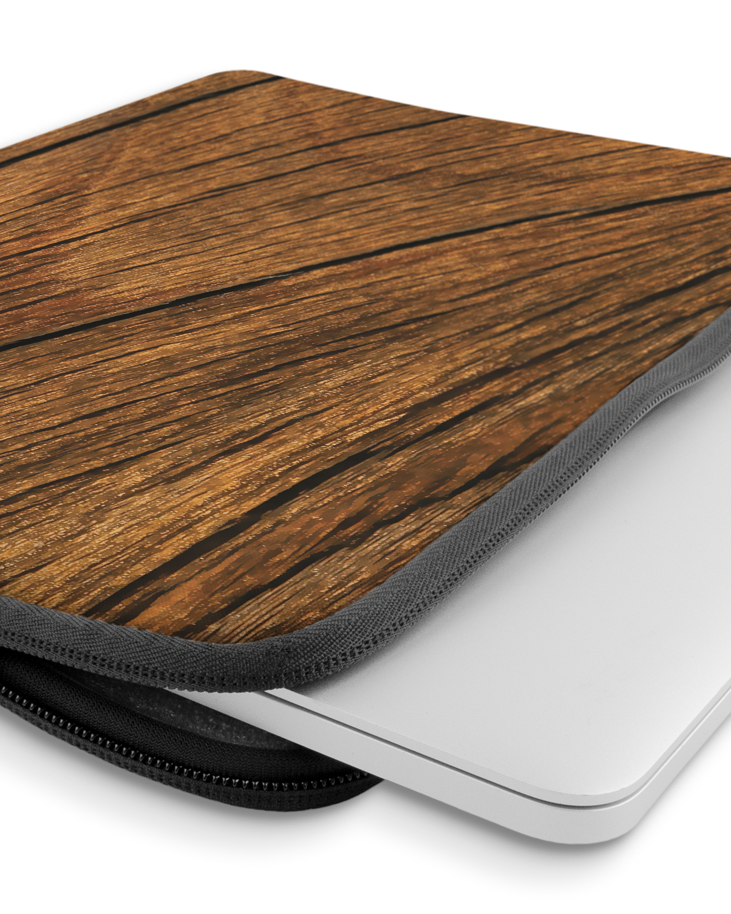 Wood Laptophülle 14 Zoll mit Gerät im Inneren