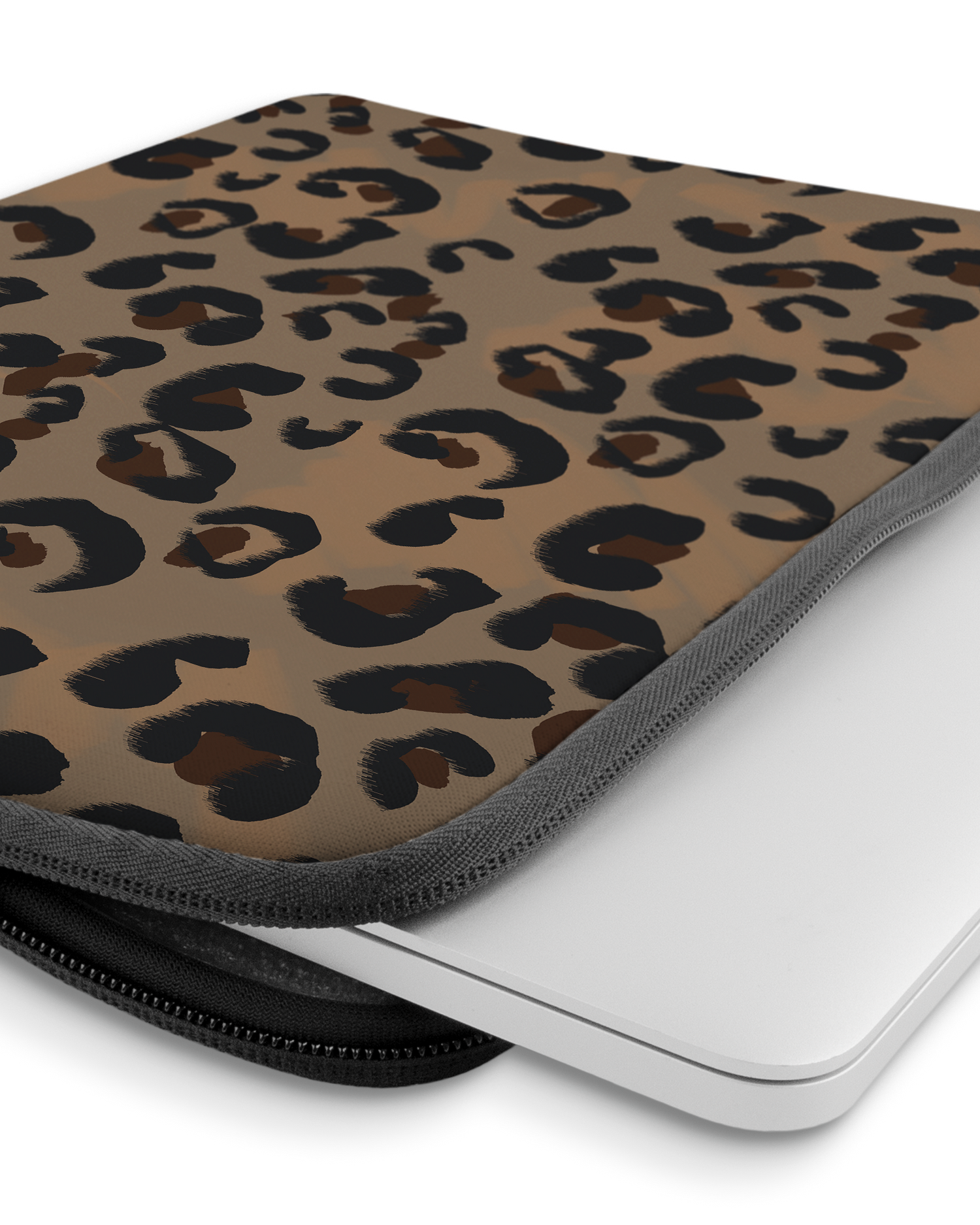 Leopard Repeat Laptophülle 14 Zoll mit Gerät im Inneren