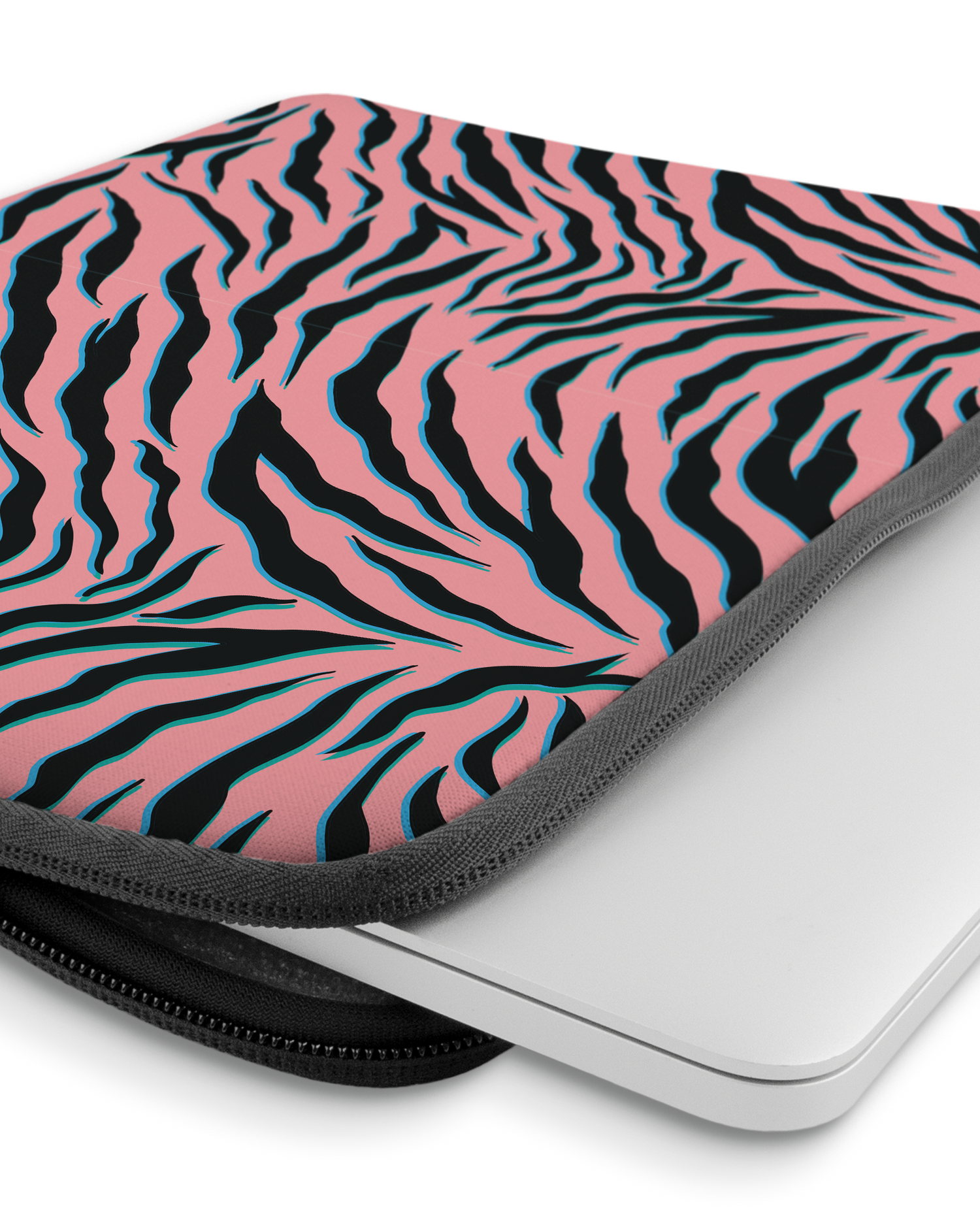 Pink Zebra Laptophülle 14 Zoll mit Gerät im Inneren