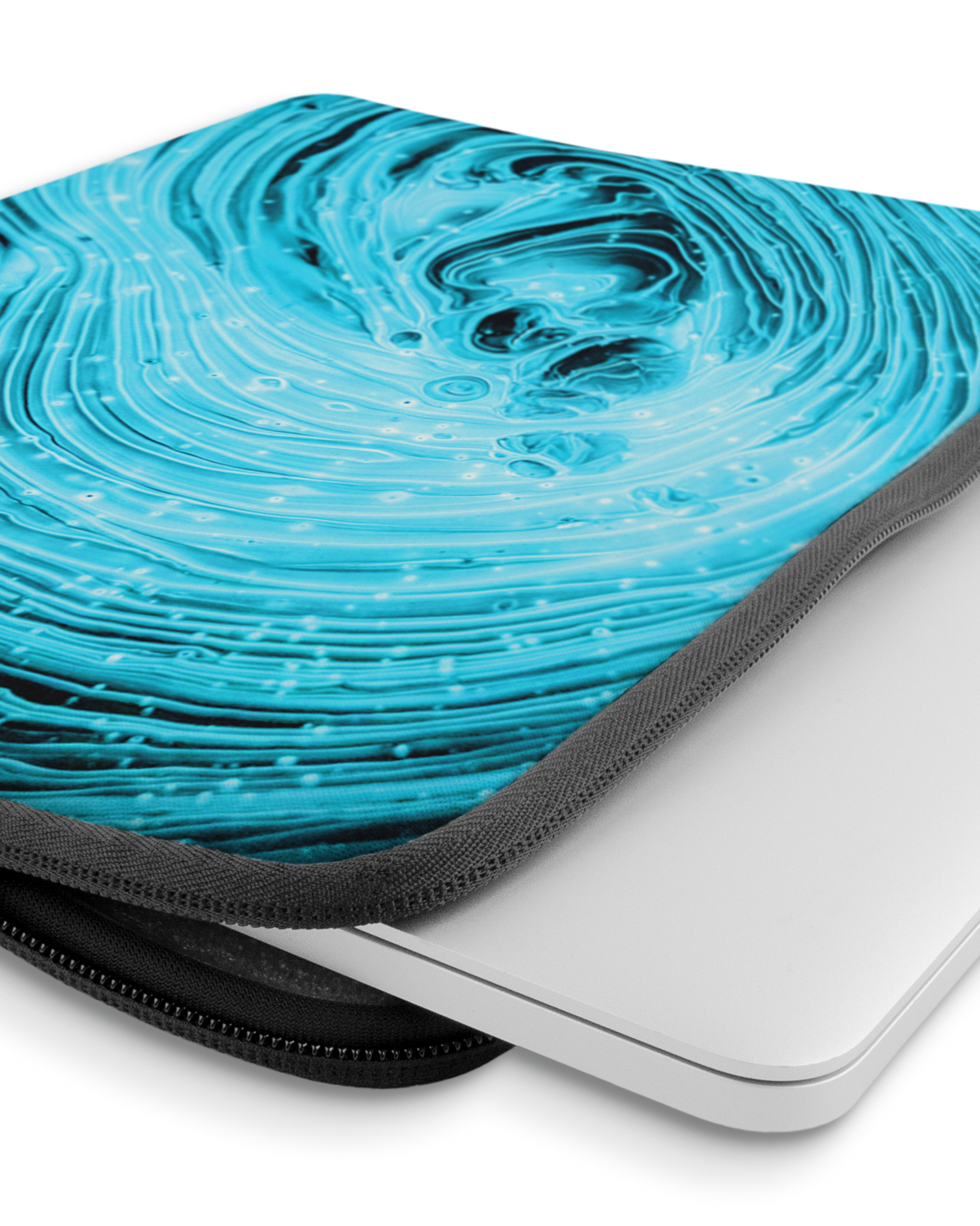 Turquoise Ripples Laptophülle 14 Zoll mit Gerät im Inneren