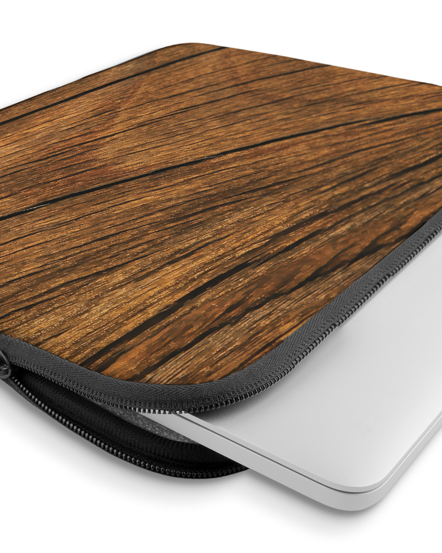 Wood Laptophülle 15 Zoll mit Gerät im Inneren