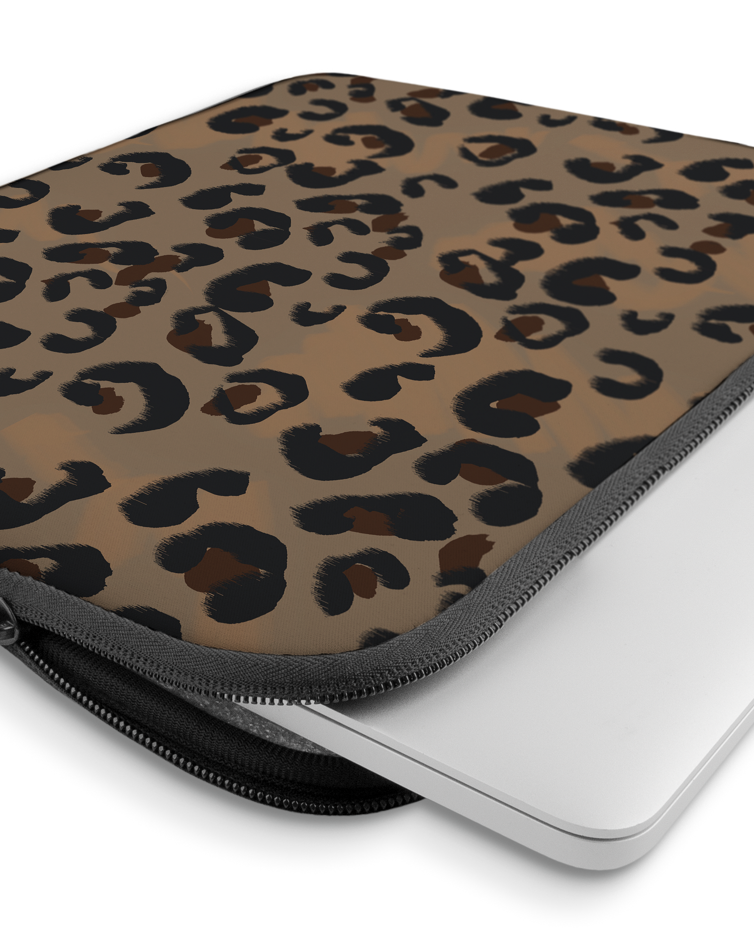 Leopard Repeat Laptophülle 15 Zoll mit Gerät im Inneren