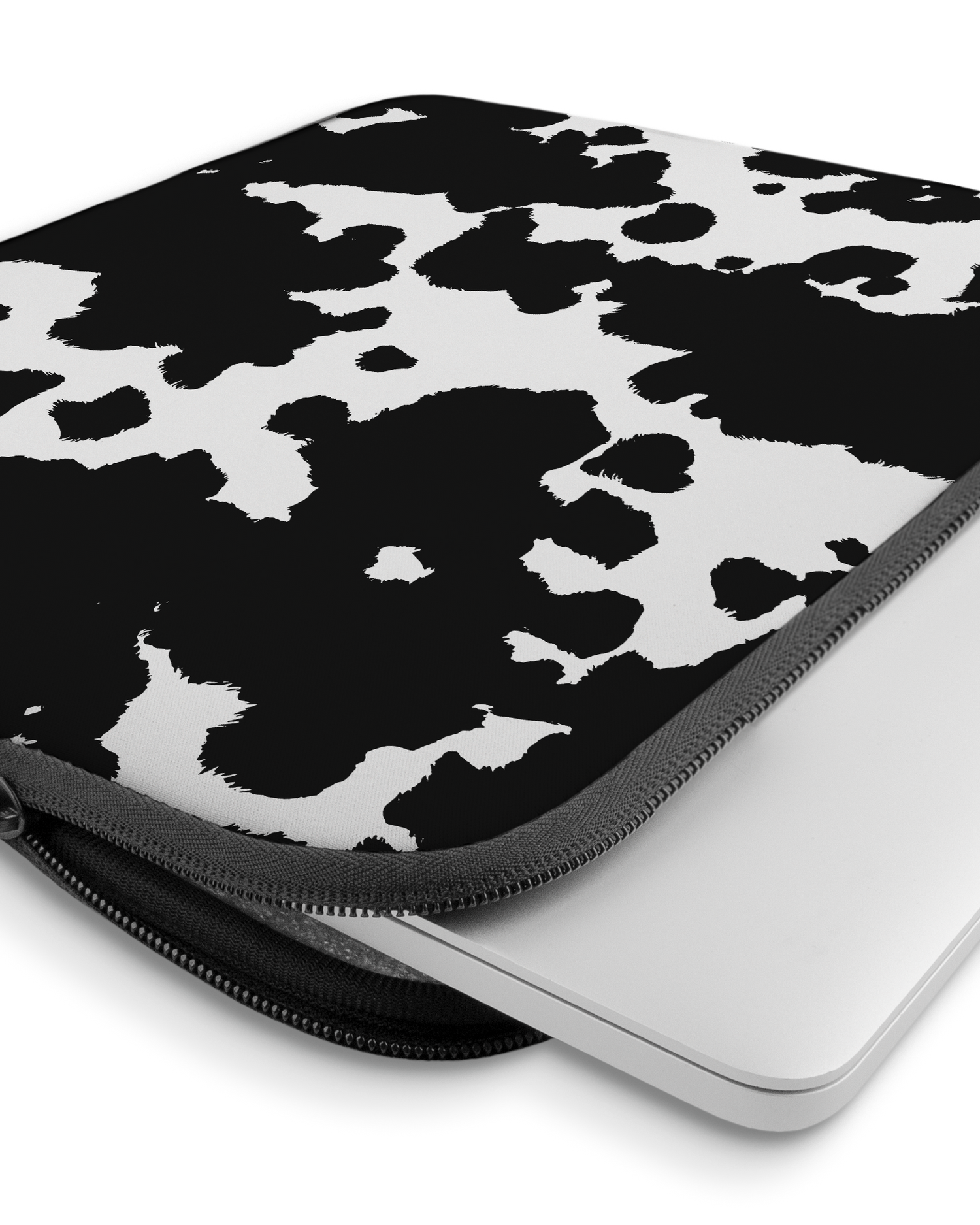 Cow Print Laptophülle 15 Zoll mit Gerät im Inneren
