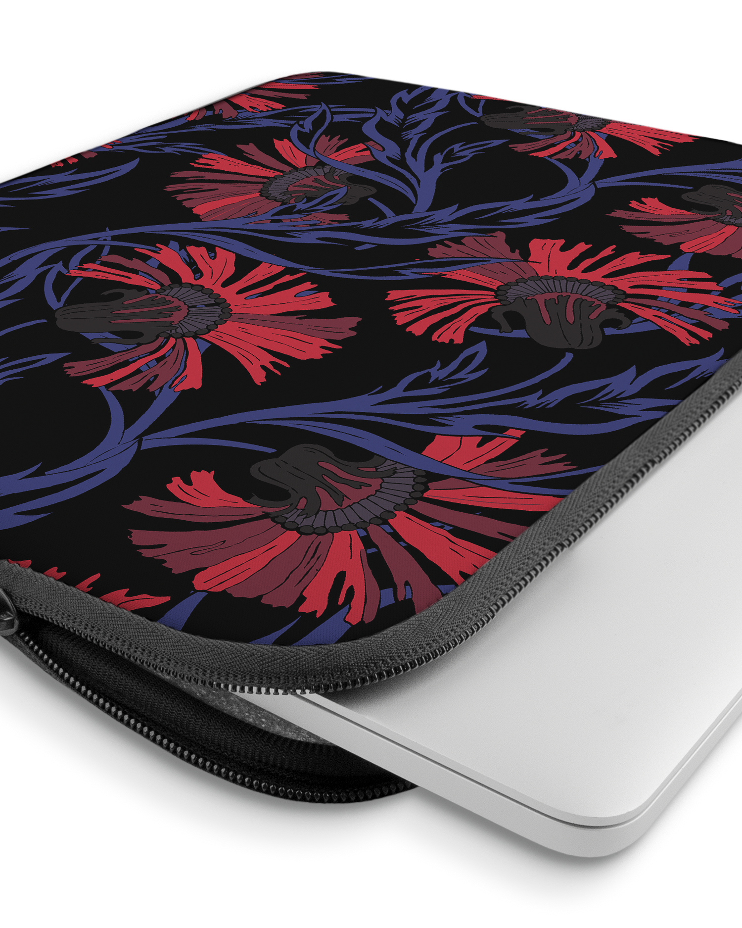 Midnight Floral Laptophülle 15 Zoll mit Gerät im Inneren