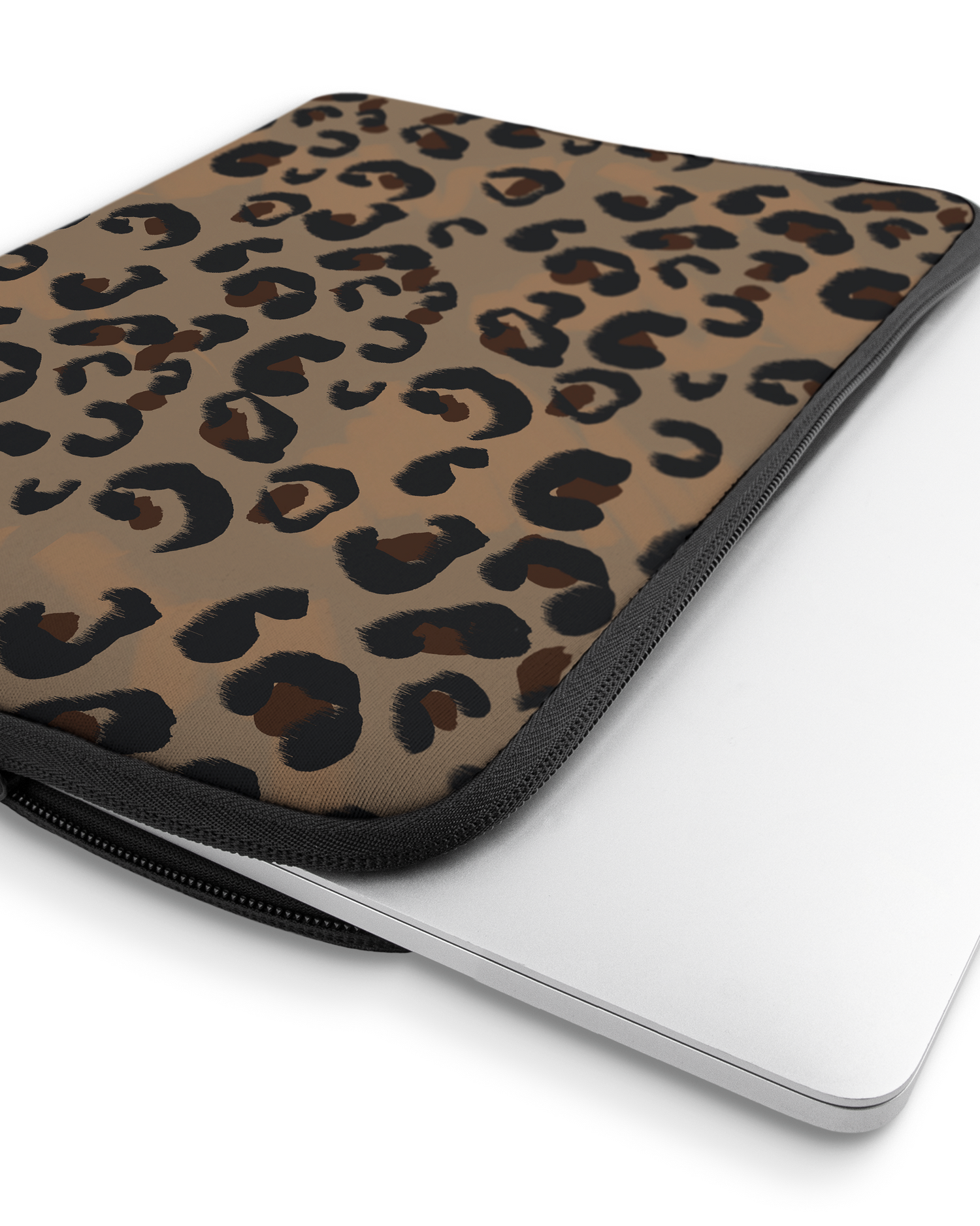 Leopard Repeat Laptophülle 16 Zoll mit Gerät im Inneren
