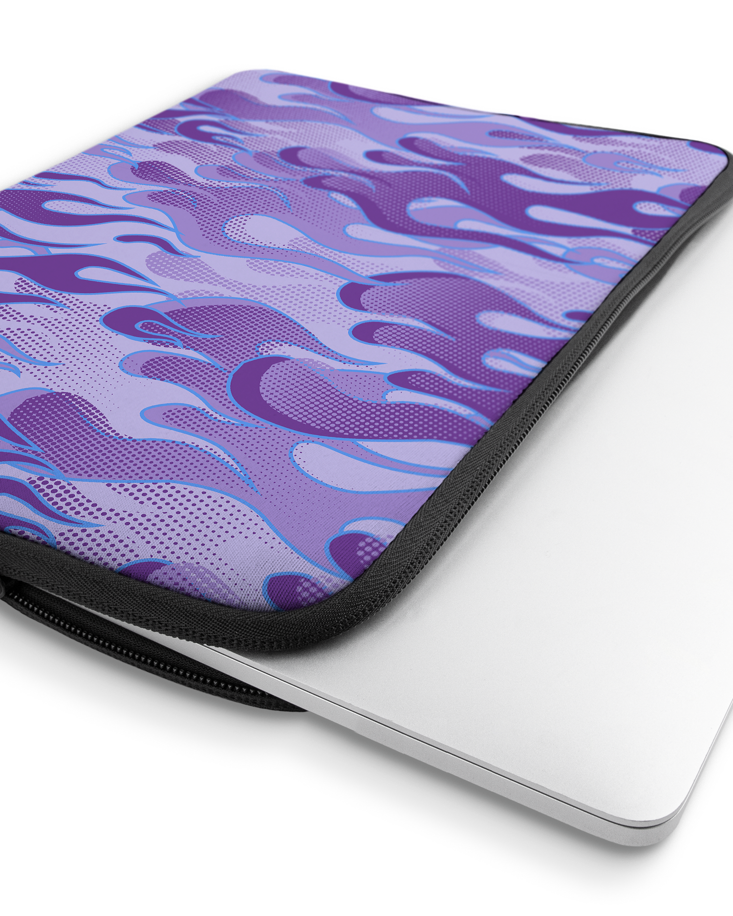 Purple Flames Laptophülle 16 Zoll mit Gerät im Inneren