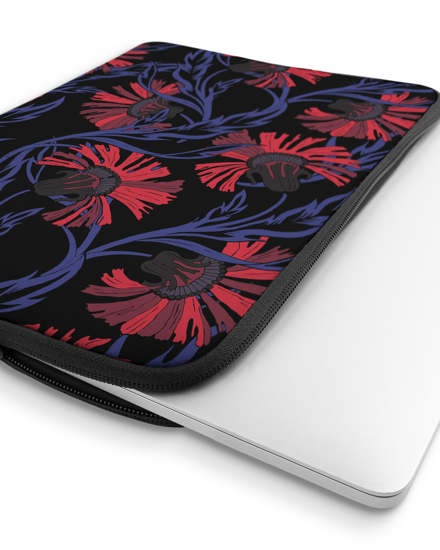 Midnight Floral Laptophülle 16 Zoll mit Gerät im Inneren