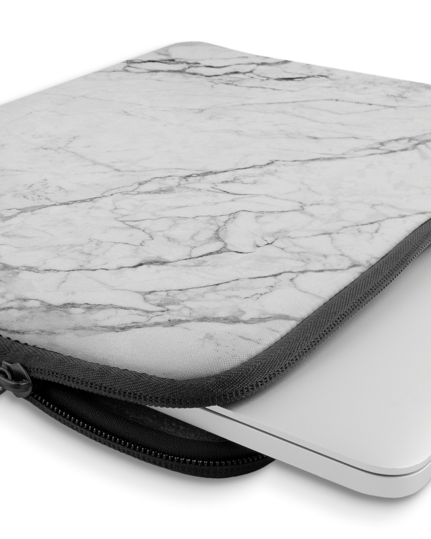 White Marble Laptophülle 13-14 Zoll mit Gerät im Inneren