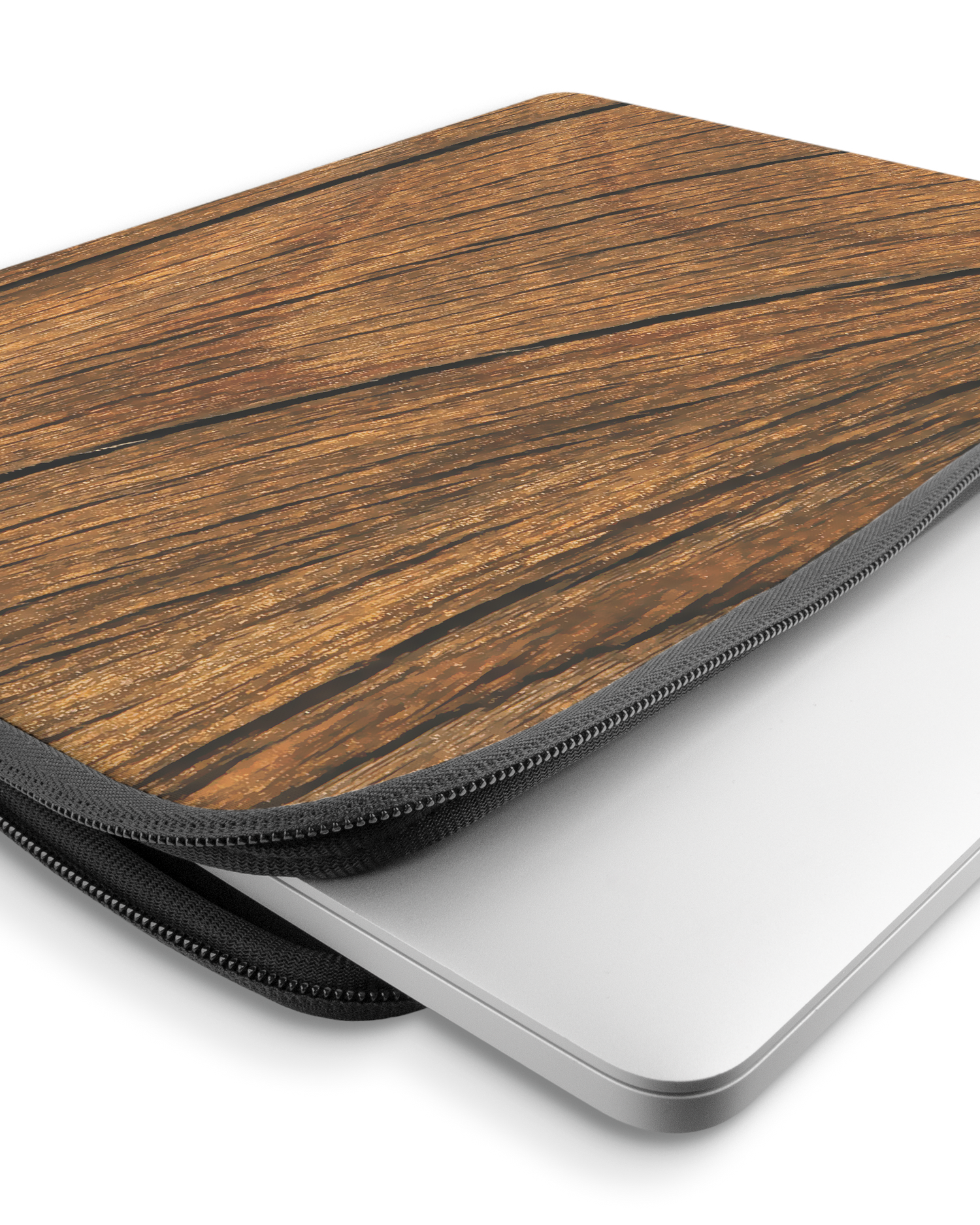 Wood Laptophülle 15-16 Zoll mit Gerät im Inneren