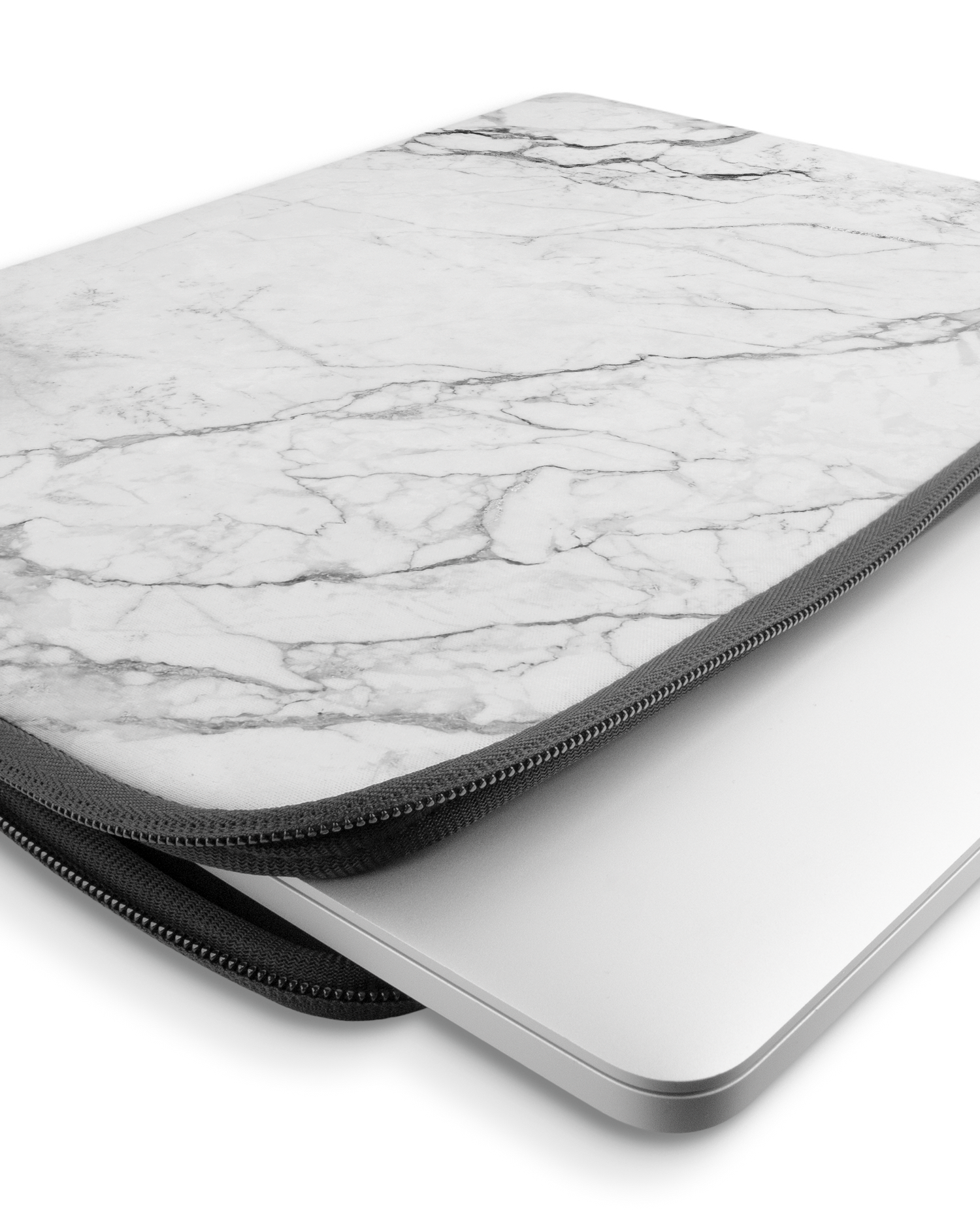 White Marble Laptophülle 15-16 Zoll mit Gerät im Inneren