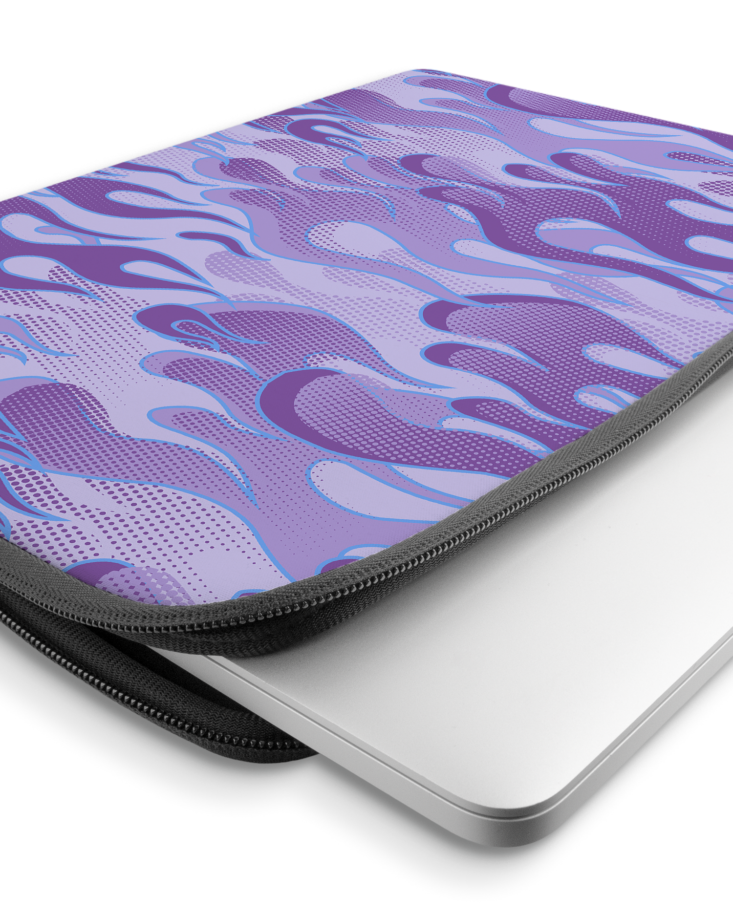 Purple Flames Laptophülle 15-16 Zoll mit Gerät im Inneren