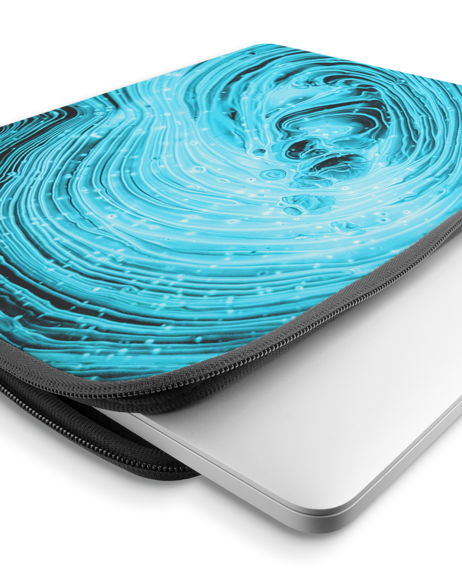 Turquoise Ripples Laptophülle 15-16 Zoll mit Gerät im Inneren