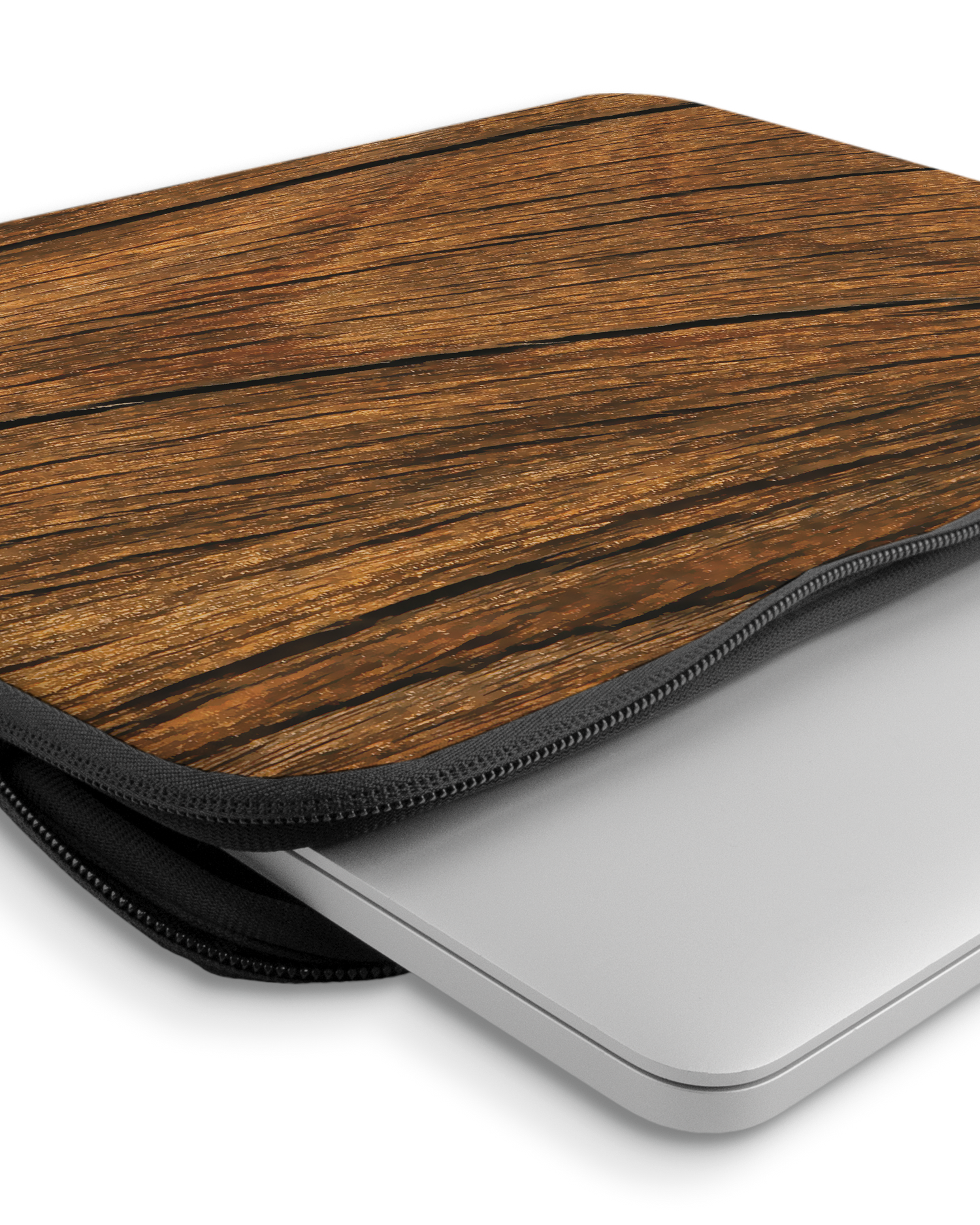 Wood Laptophülle 14-15 Zoll mit Gerät im Inneren